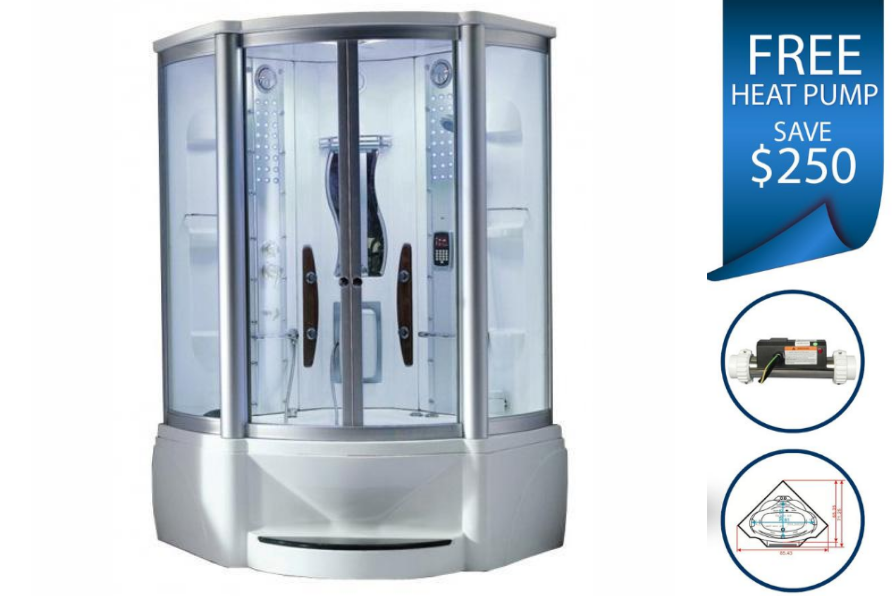 Mesa WS-609A Steam Shower Tub Combo - 48" x 48" x 85" - Buy Online