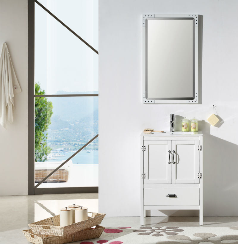 Legion Furniture 24" White/Black Vanity & Sink WH5624 (24" x 18" x 35")