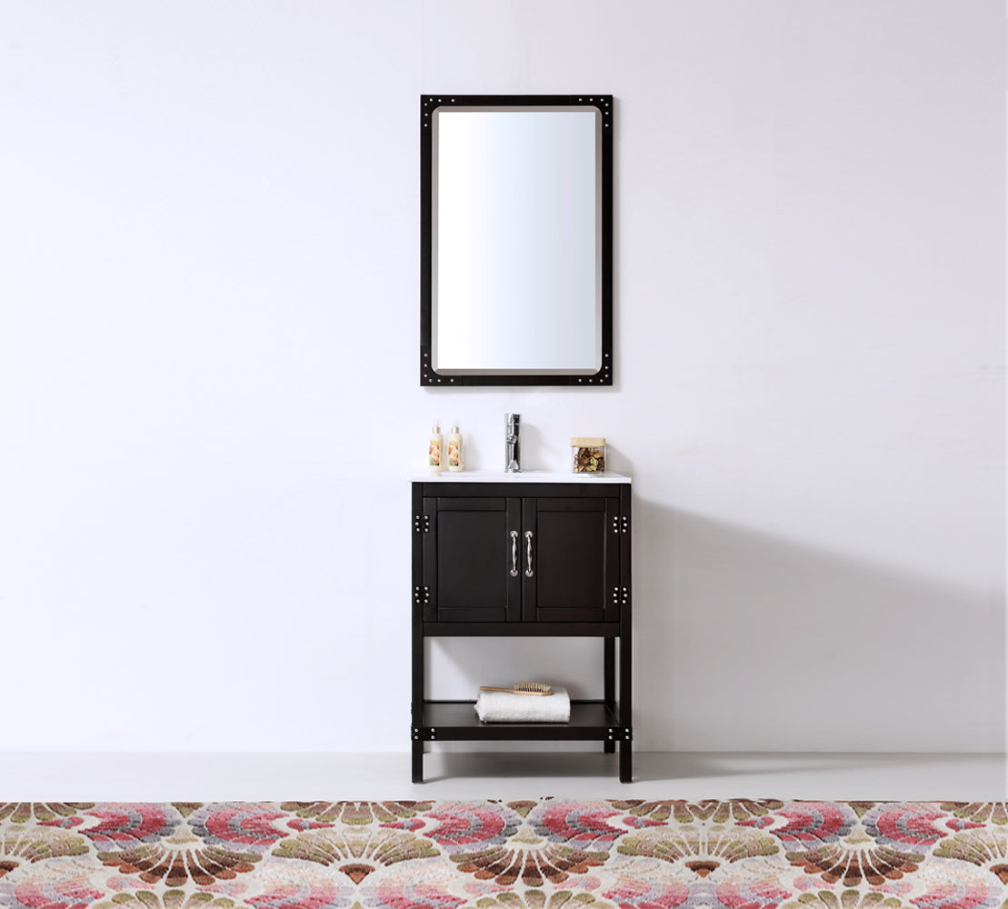Legion Furniture 24" Black/White Vanity, Mirror & Sink - WH5824 (24" x 18" x 35")