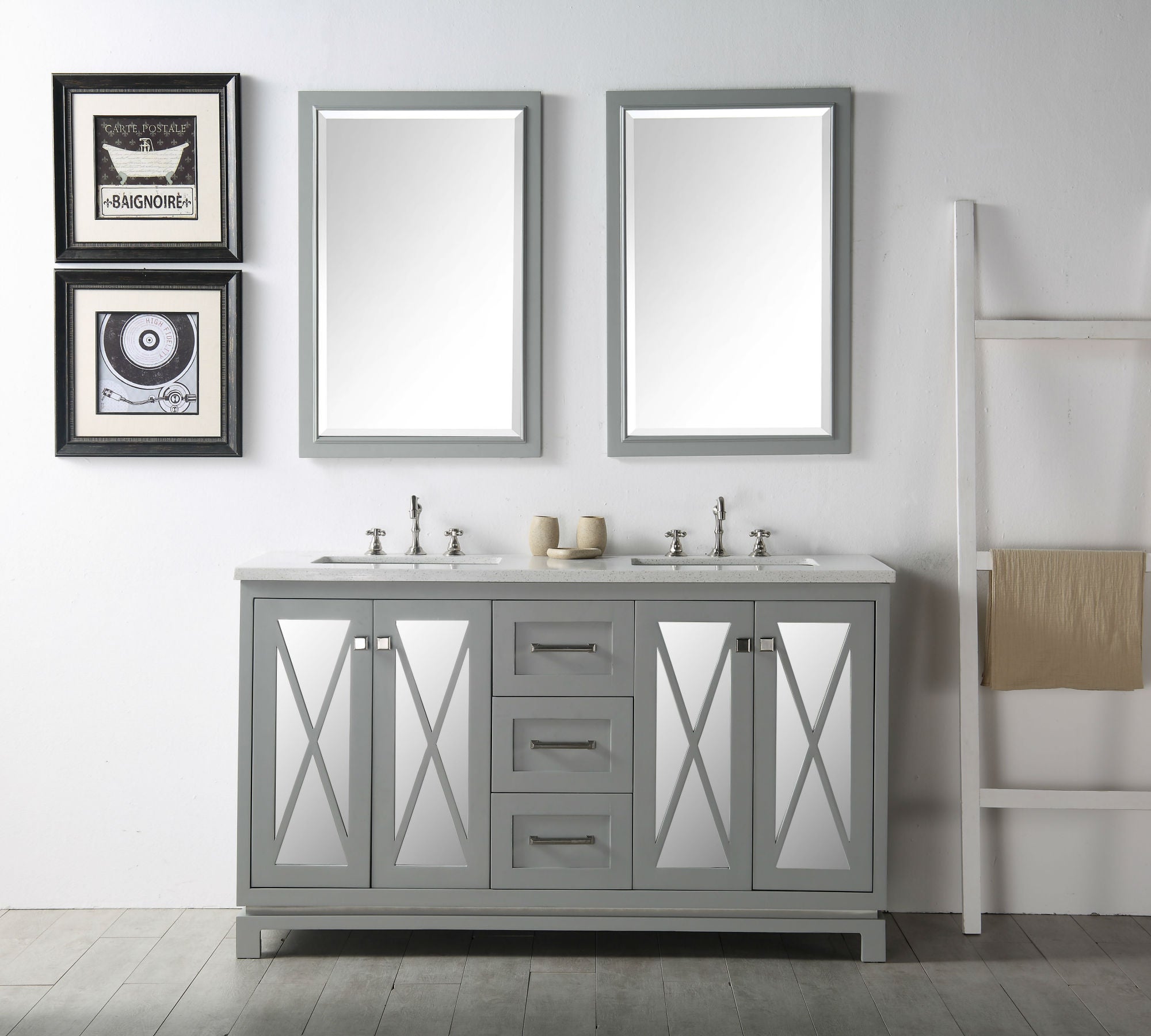 Legion Furniture 60" Vanity & Double Sinks WH7460 (60" x 22" x 35")