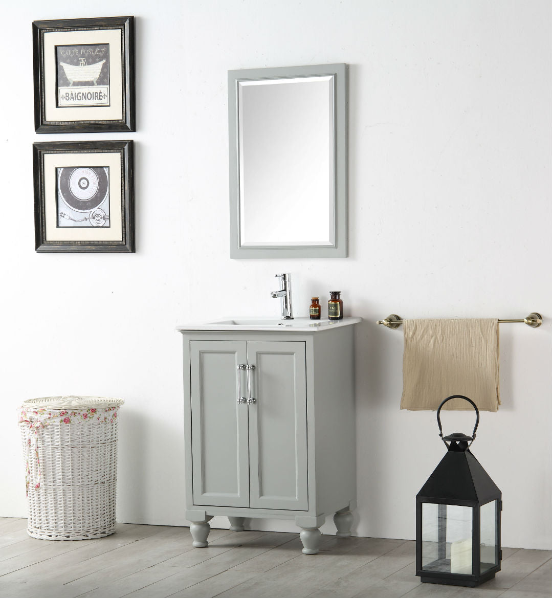 Brescia 30 in. W x 18 in. D x 36 in. H Bath Vanity in Grey with Vanity Top in WH