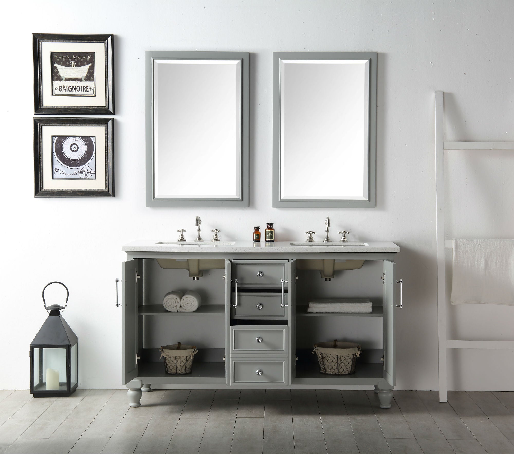 Legion Furniture 60" Bathroom Vanity & Double Sinks WH7560 (60" x 22" x 35")