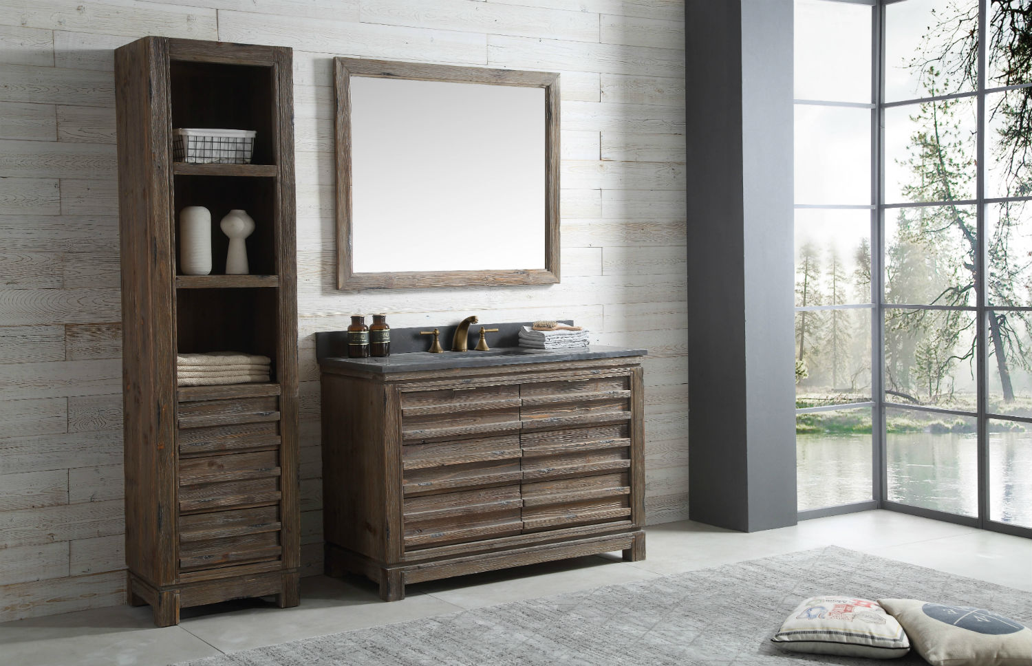Legion Furniture 48" Rustic Wooden Vanity & Sink - WH8448 (48″ x 22″ x 34")