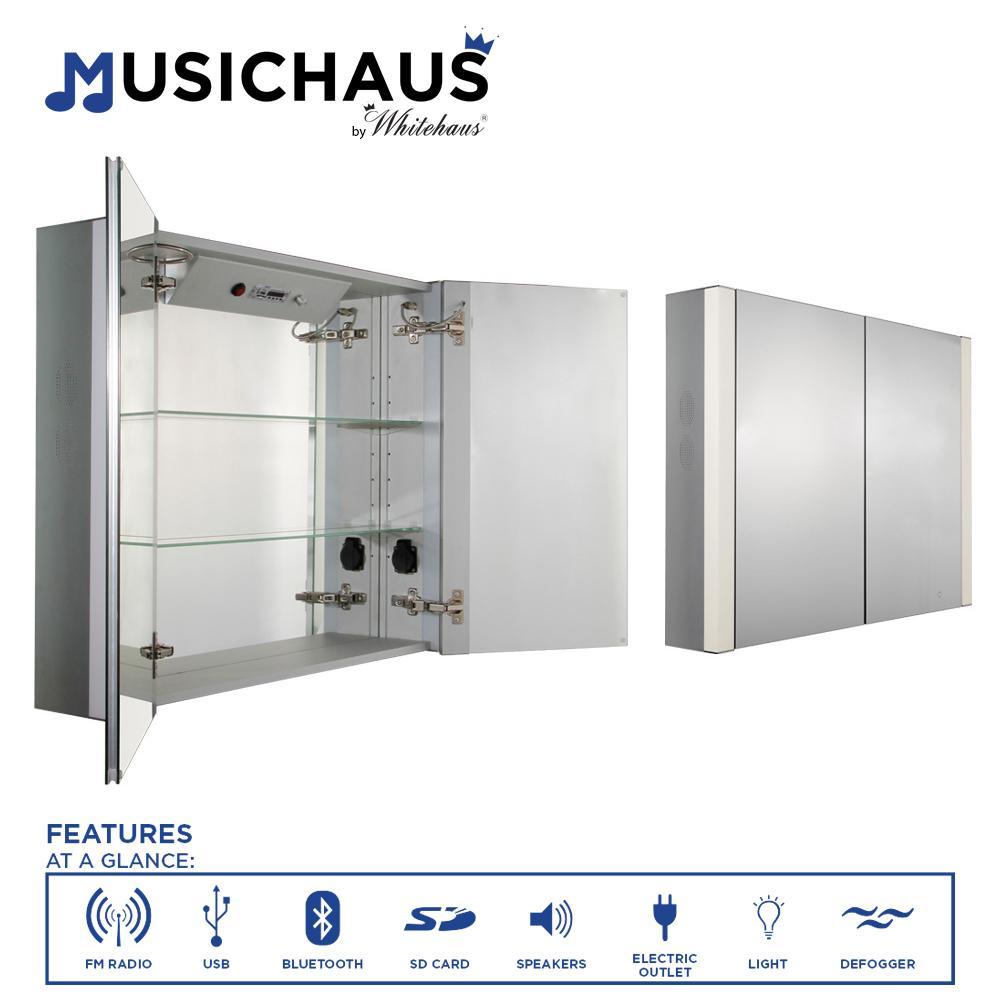 Whitehaus Musichaus WHFEL7089-S Bathroom Cabinet Double-Door w/ Music