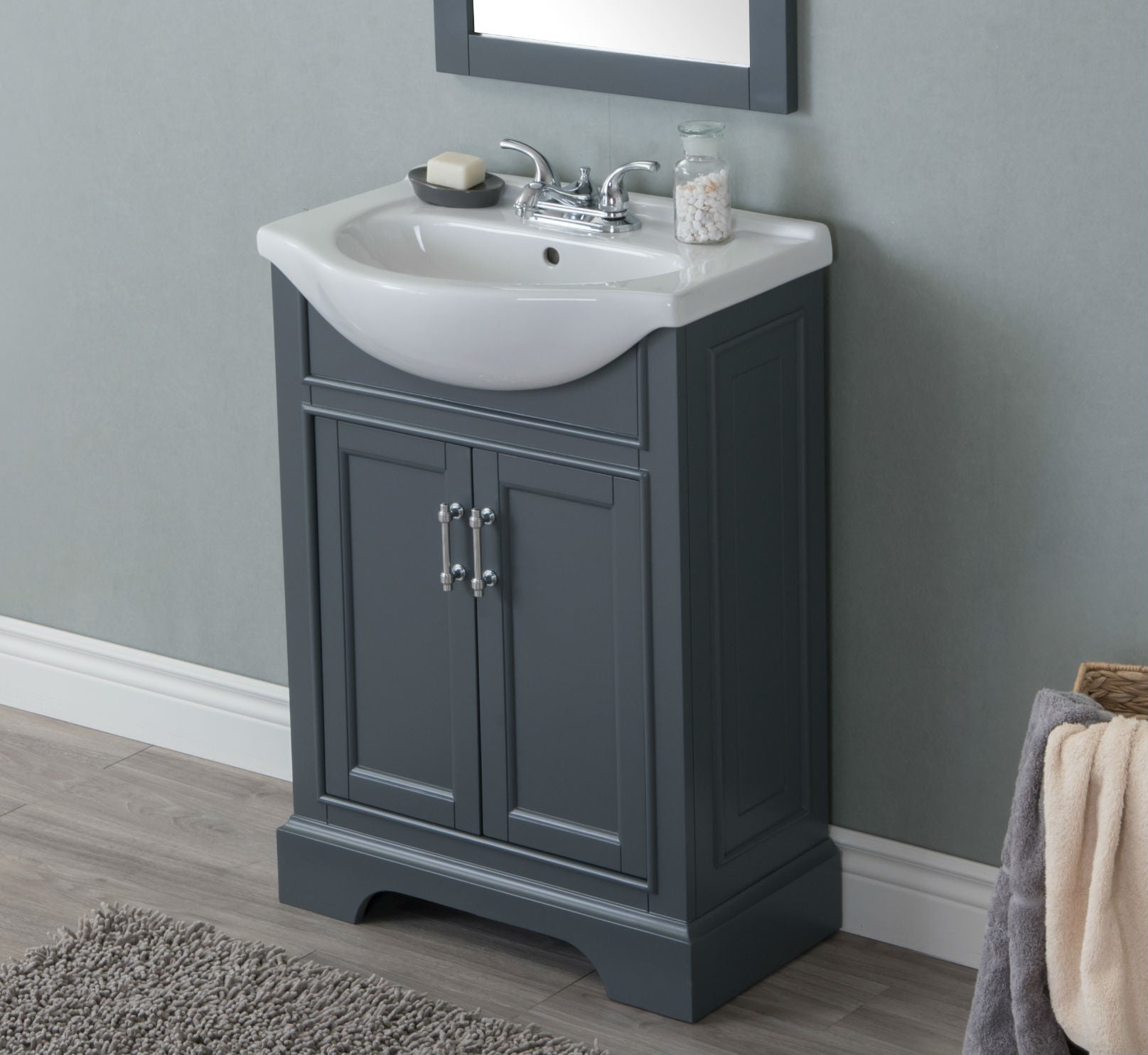 Legion Furniture 24" Gray Vanity & Sink WLF6046 (24" x 16" x 34")