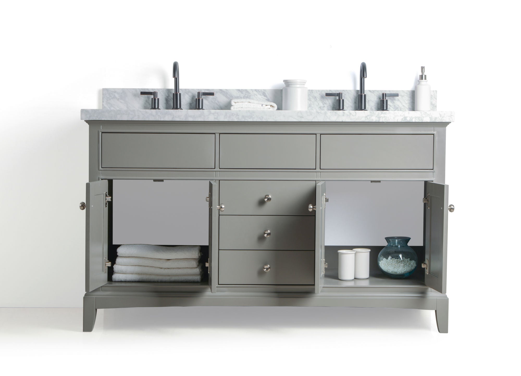 Legion Furniture 60" Gray Vanity, Mirror & Double Sinks WS2360-G (60" x 22" x 34")