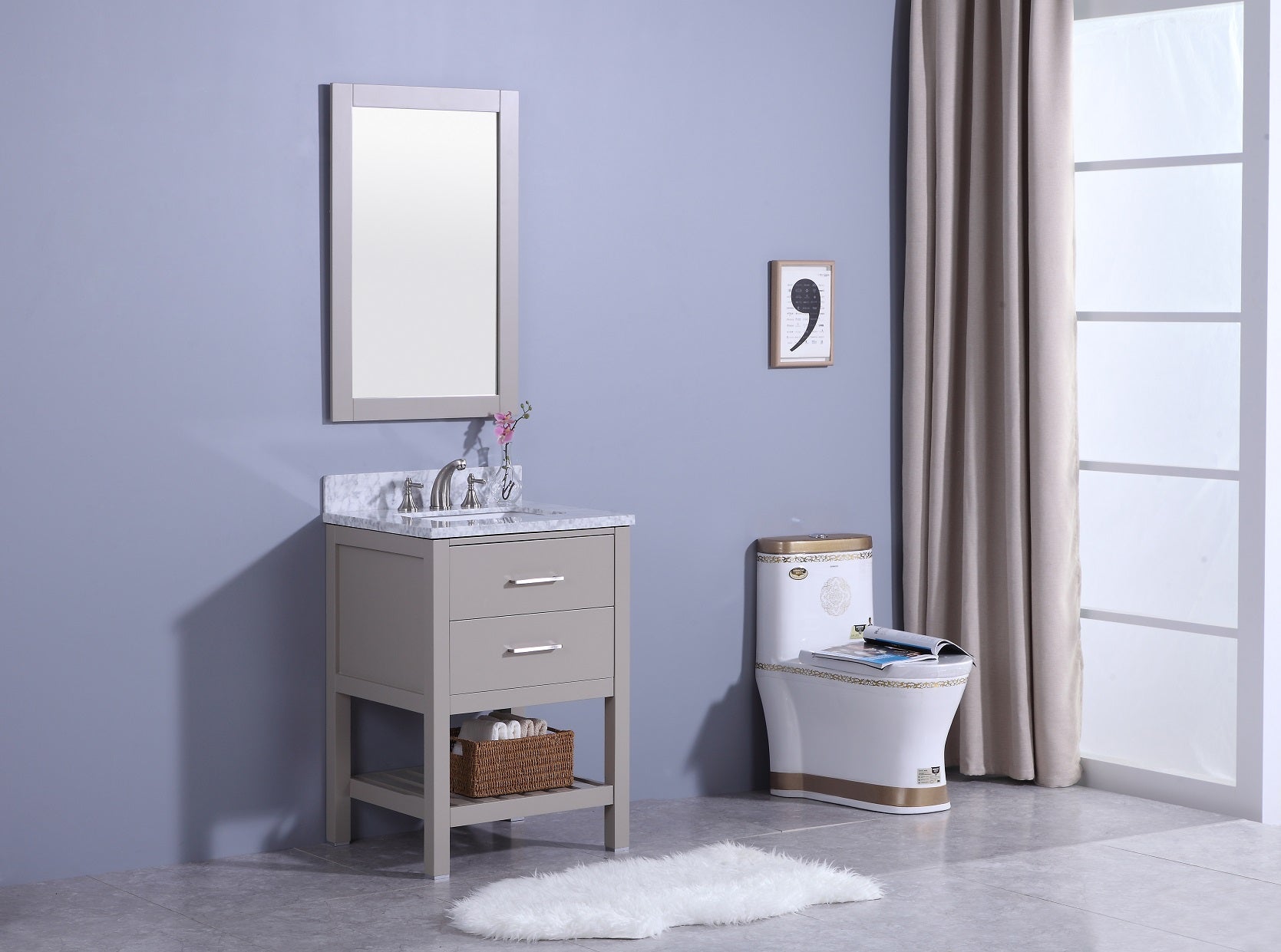 Legion Furniture 25" Vanity, Mirror & Sink - WT7124 (25" x 22" x 35")