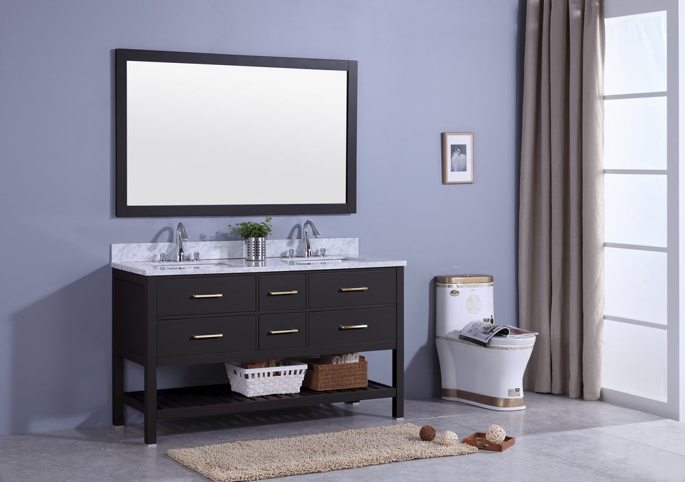 Legion Furniture 61" Vanity, Mirror & Double Sinks - WT7160 (61" x 22" x 35")