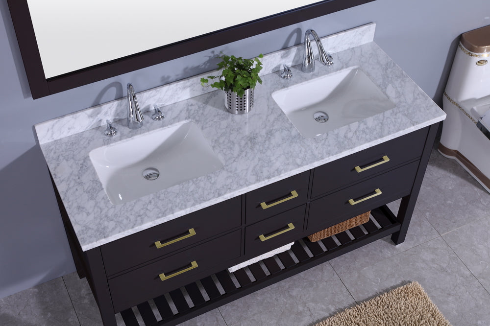 Legion Furniture 61" Vanity, Mirror & Double Sinks - WT7160 (61" x 22" x 35")