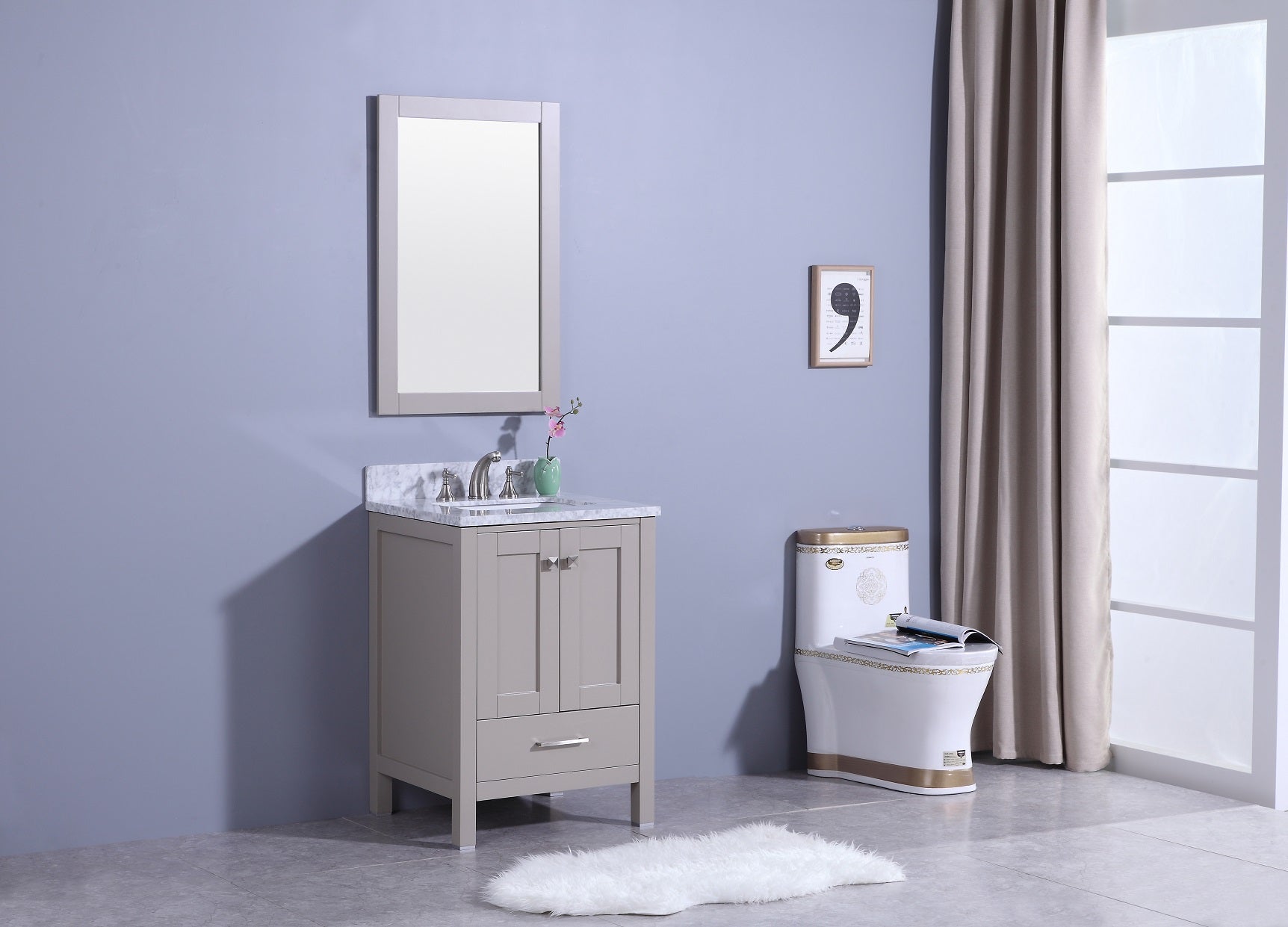 Legion Furniture 25" Vanity, Mirror & Sink - WT7224 (25" x 22" x 35")