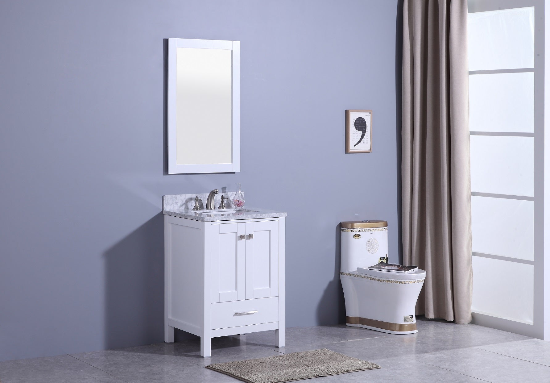 Legion Furniture 25" Vanity, Mirror & Sink - WT7224 (25" x 22" x 35")