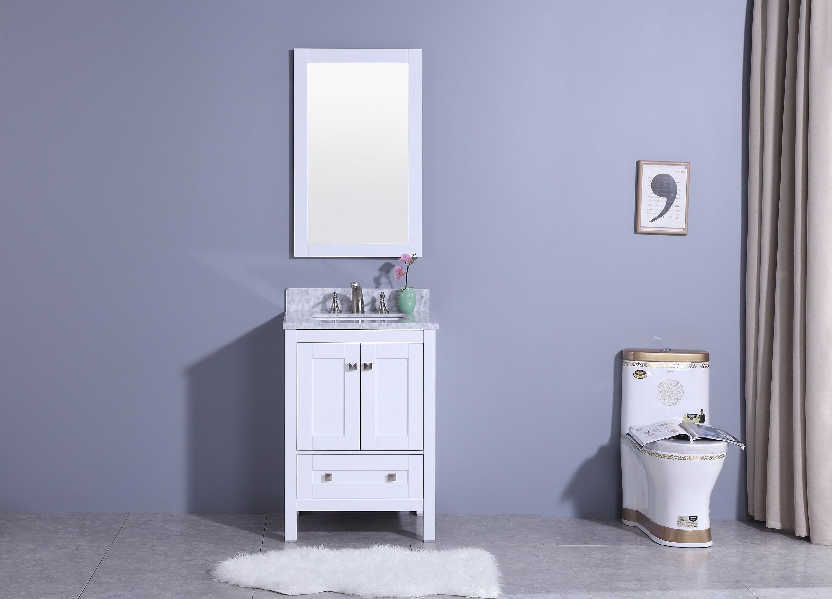 Legion Furniture 25" Bathroom Vanity, Mirror & Sink WT7324 (25" x 22" x 35")