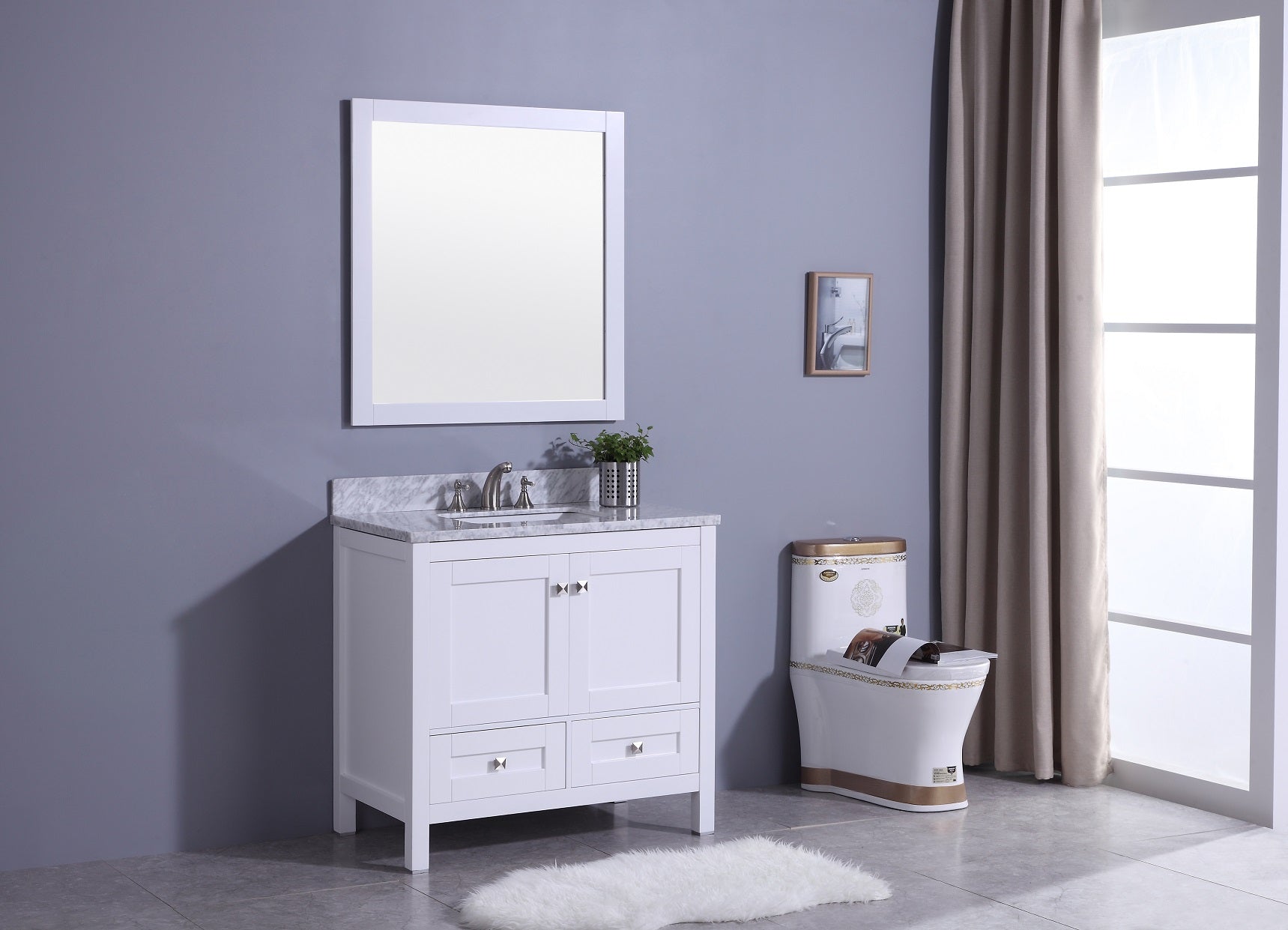 Legion Furniture 37" Vanity, Mirror & Sink - WT7336 (37" x 22" x 35")