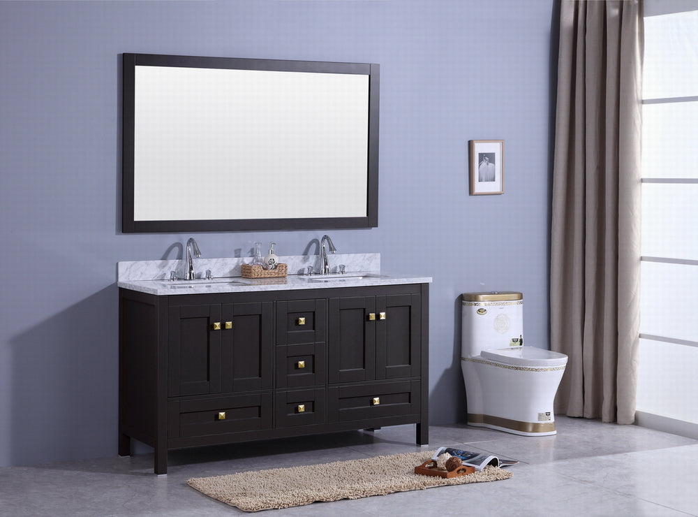 Legion Furniture 61" Vanity, Mirror & Double Sinks - WT7360 (61" x 22" x 35")