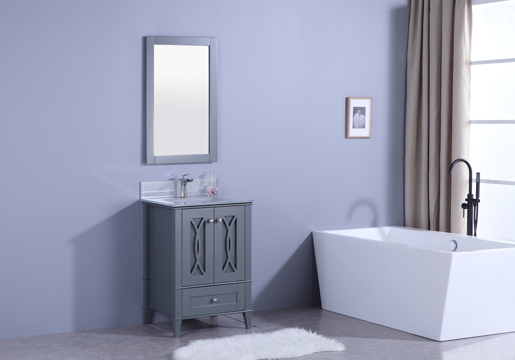 Legion Furniture 24" Vanity, Mirror & Sink - WT7424 (24" x 22" x 35")