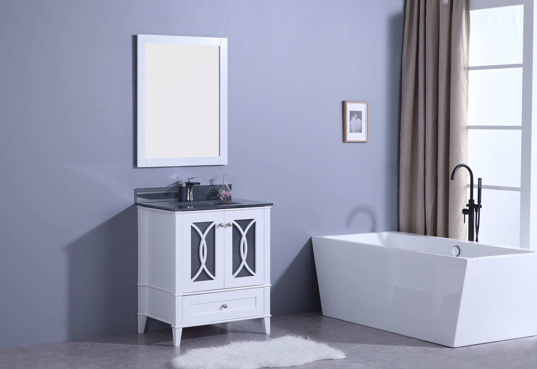 Legion Furniture 30" Vanity, Mirror & Sink  - WT7430 (30" x 22" x 35")