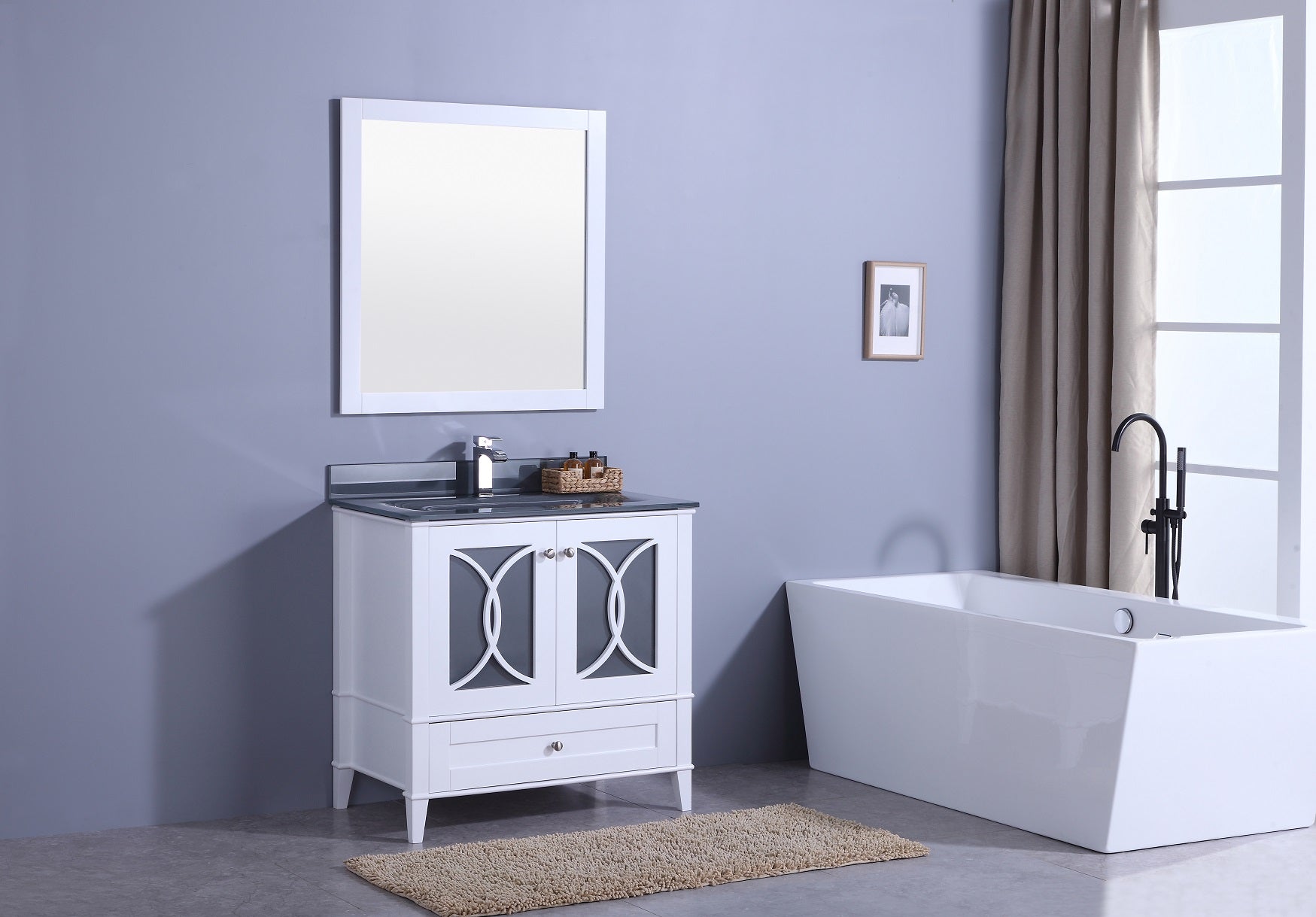 Legion Furniture 36" Vanity, Mirror & Sink - WT7436 (36" x 22" x 35")