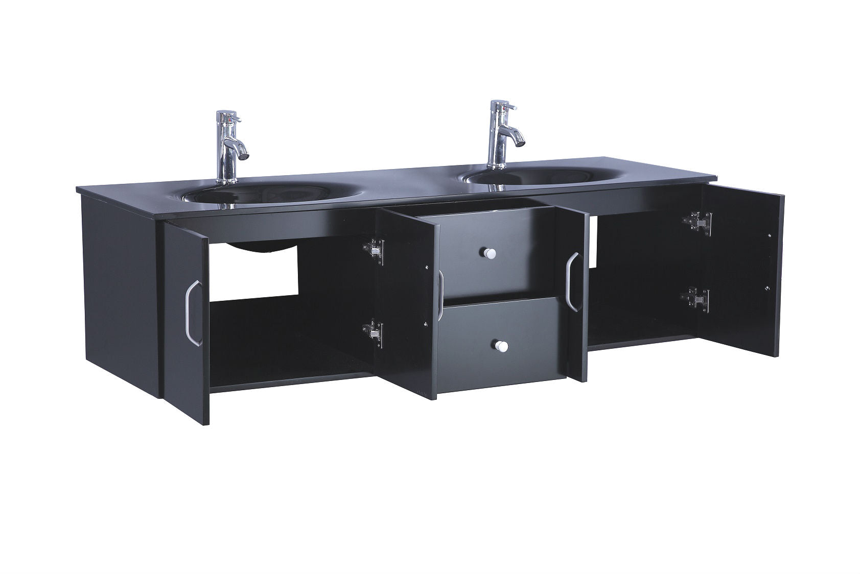 Legion Furniture 60" Wall Mount Vanity, Mirror & Double Sinks WT9001D (60" x 19" x 17")