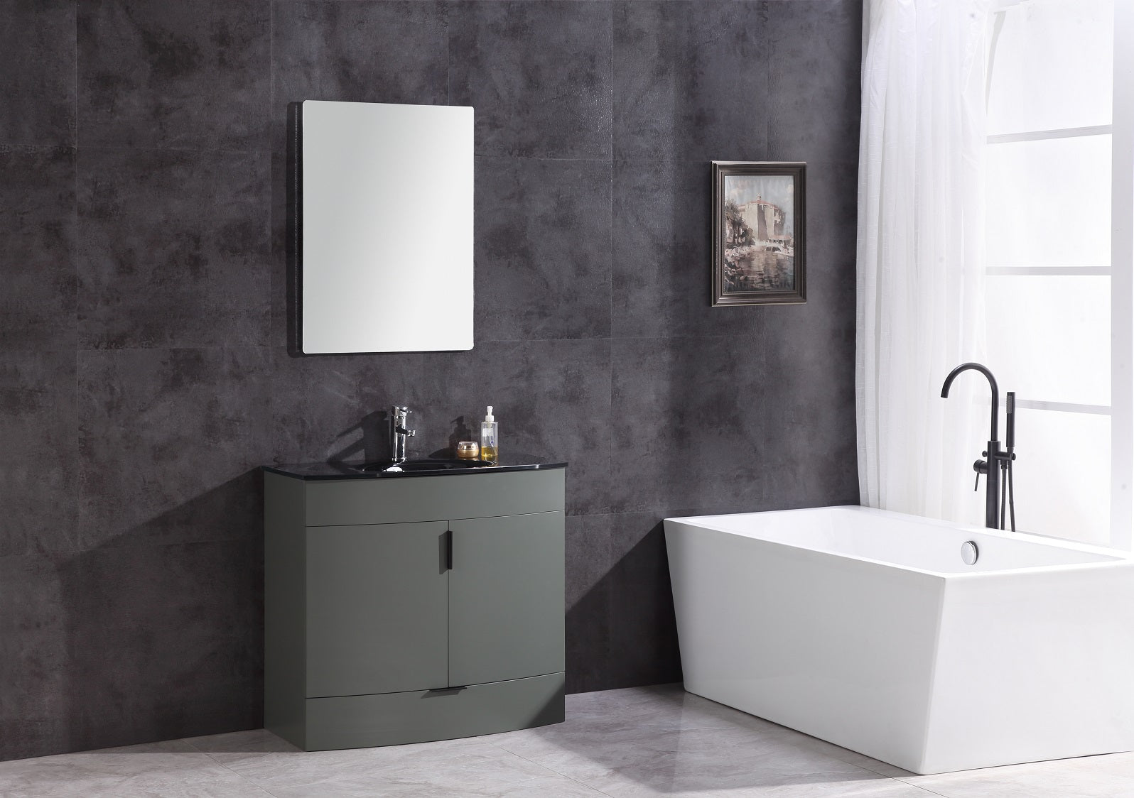 Legion Furniture Narrow 36" Bathroom Vanity & Black Sink WTM8130-36 (36" x 18" x 33")