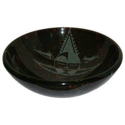 Legion Furniture 16.5" Tempered Glass Vessel Sink Bowl - Black and Gray ZA-11 (16.5" x 16.5" x 5.5")