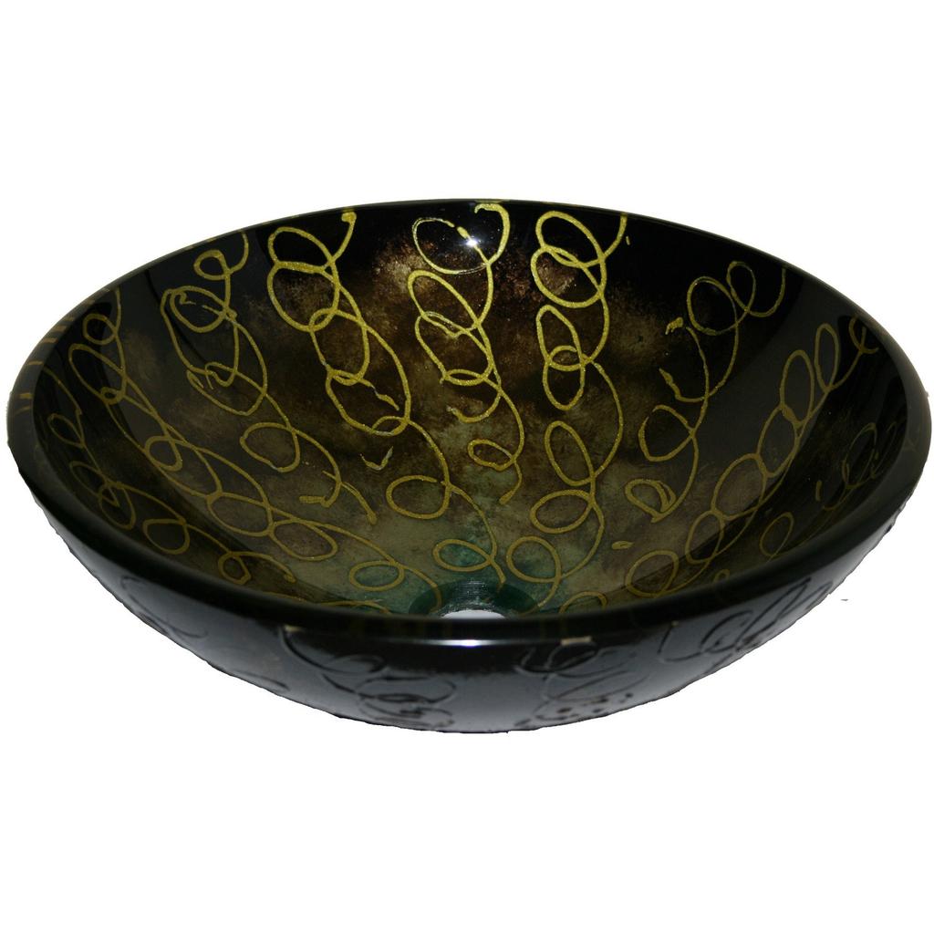 Legion Furniture 16.5" Tempered Glass Vessel Sink Bowl - Abstract ZA-183-1 (16.5" x 16.5" x 5.5")