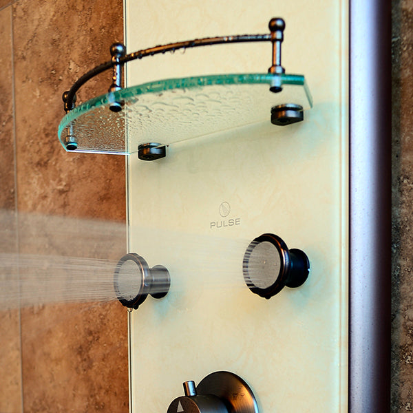 PULSE ShowerSpas White Venetian Glass ORB Shower Panel - Barcelona ShowerSpa