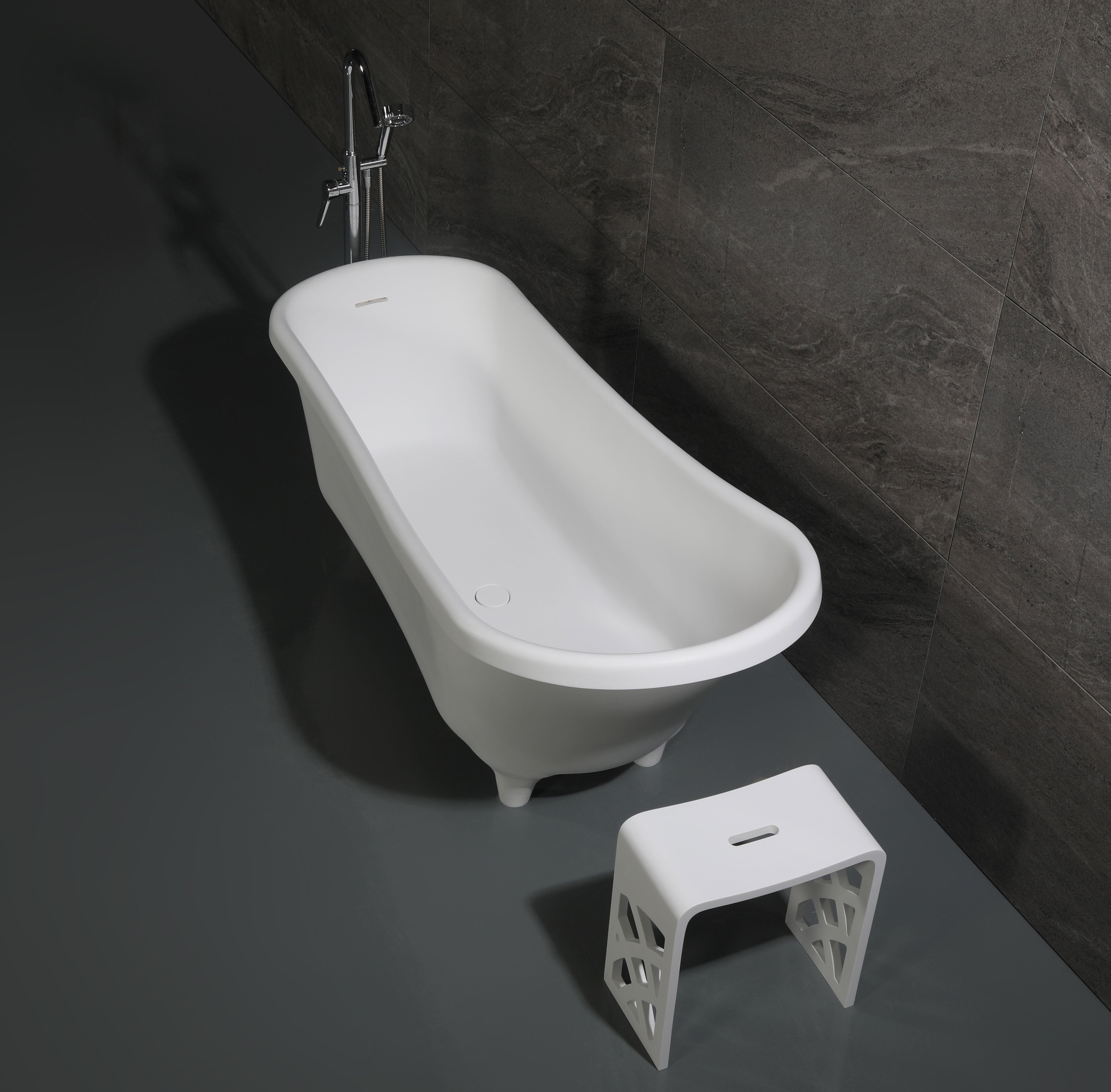ALFI AB9960 Bathtub White Matte Clawfoot Solid Surface Resin (67-inch)