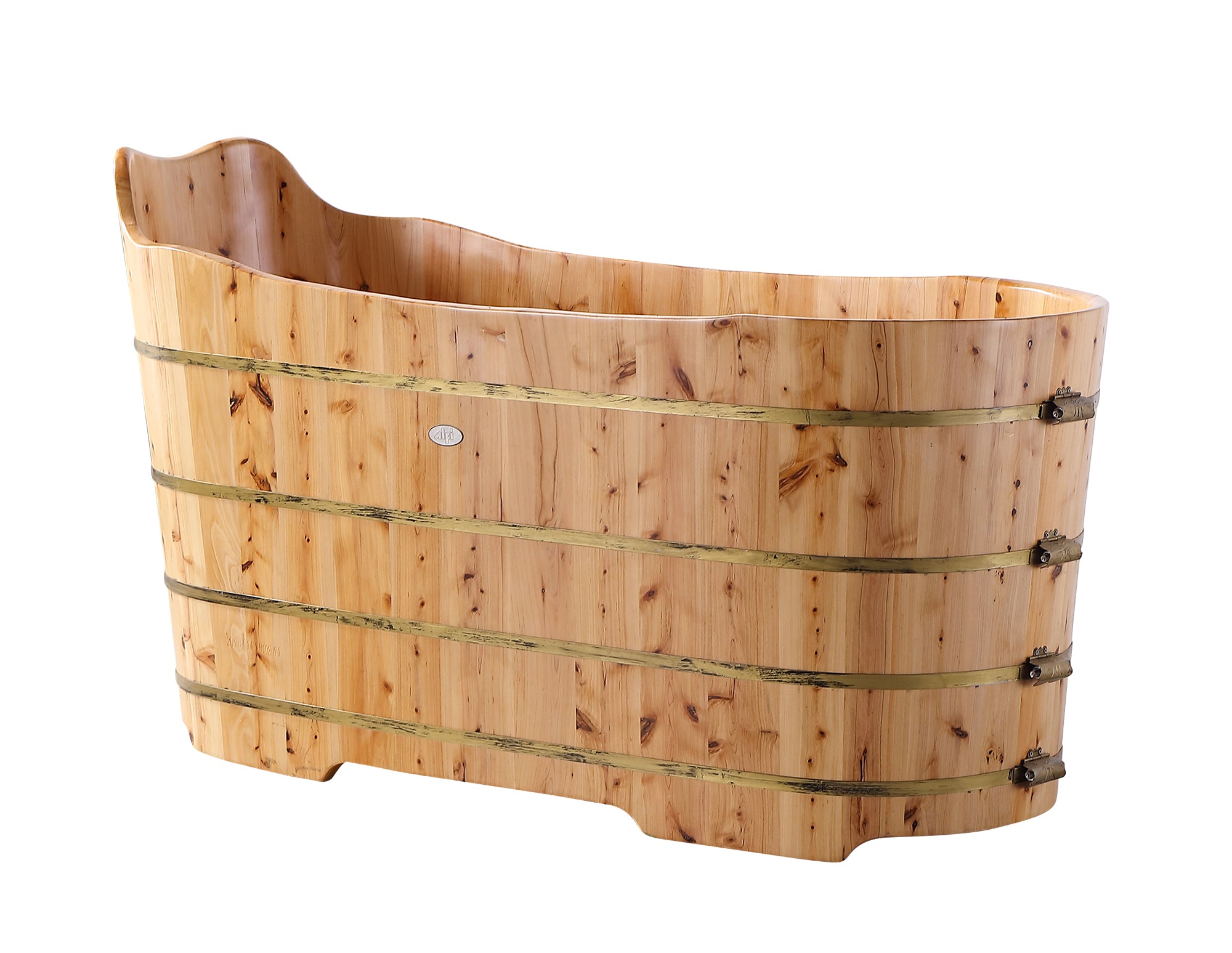 ALFI AB1103 Bathtub Free Standing Cedar Wood with Bench (59-inch)