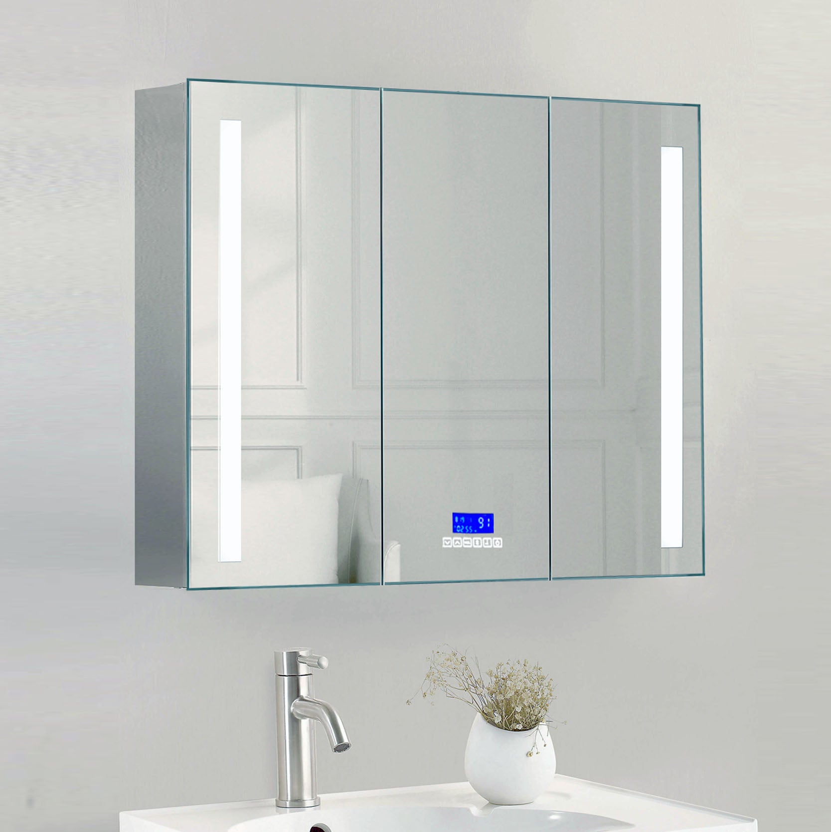 ALFI ABMC4228BT Triple Door LED & Bluetooth Bathroom Medicine Cabinet (42" x 28")