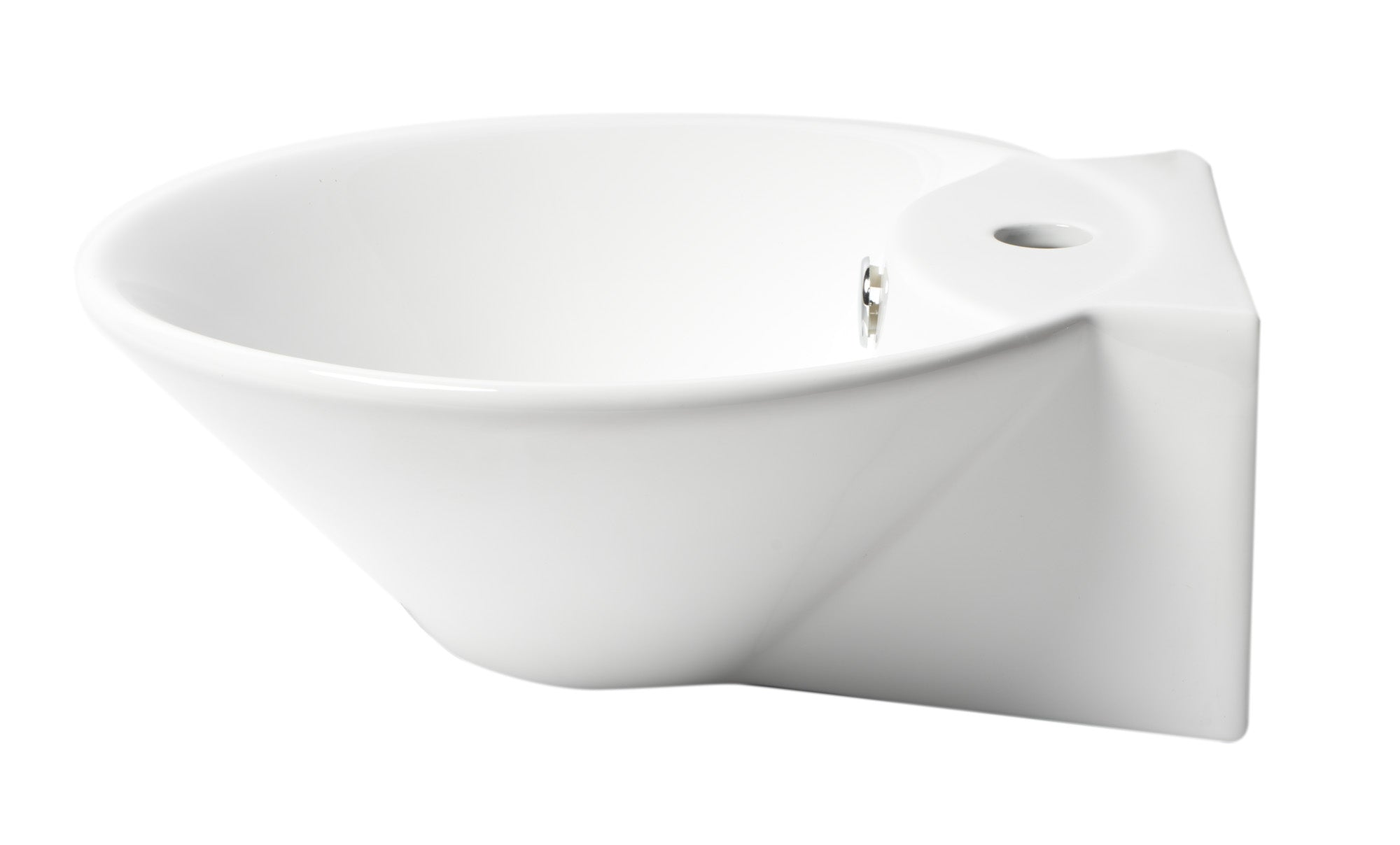 ALFI ABC113 Sink w/ Faucet Hole White Round Wall Mounted Ceramic (17-inch)