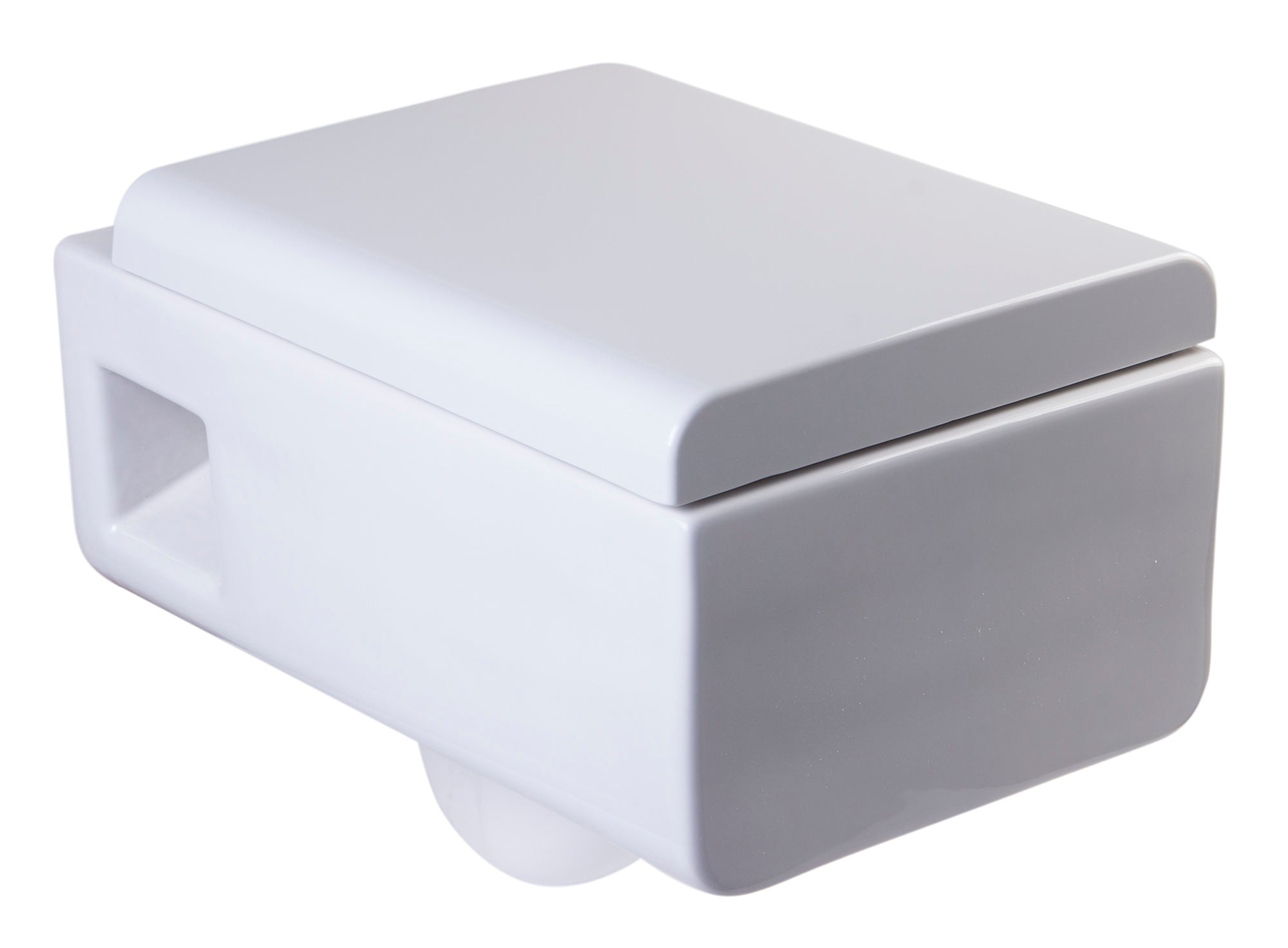 EAGO WD333 Toilet Bowl Square Modern Wall Mounted Dual-Flush White Ceramic