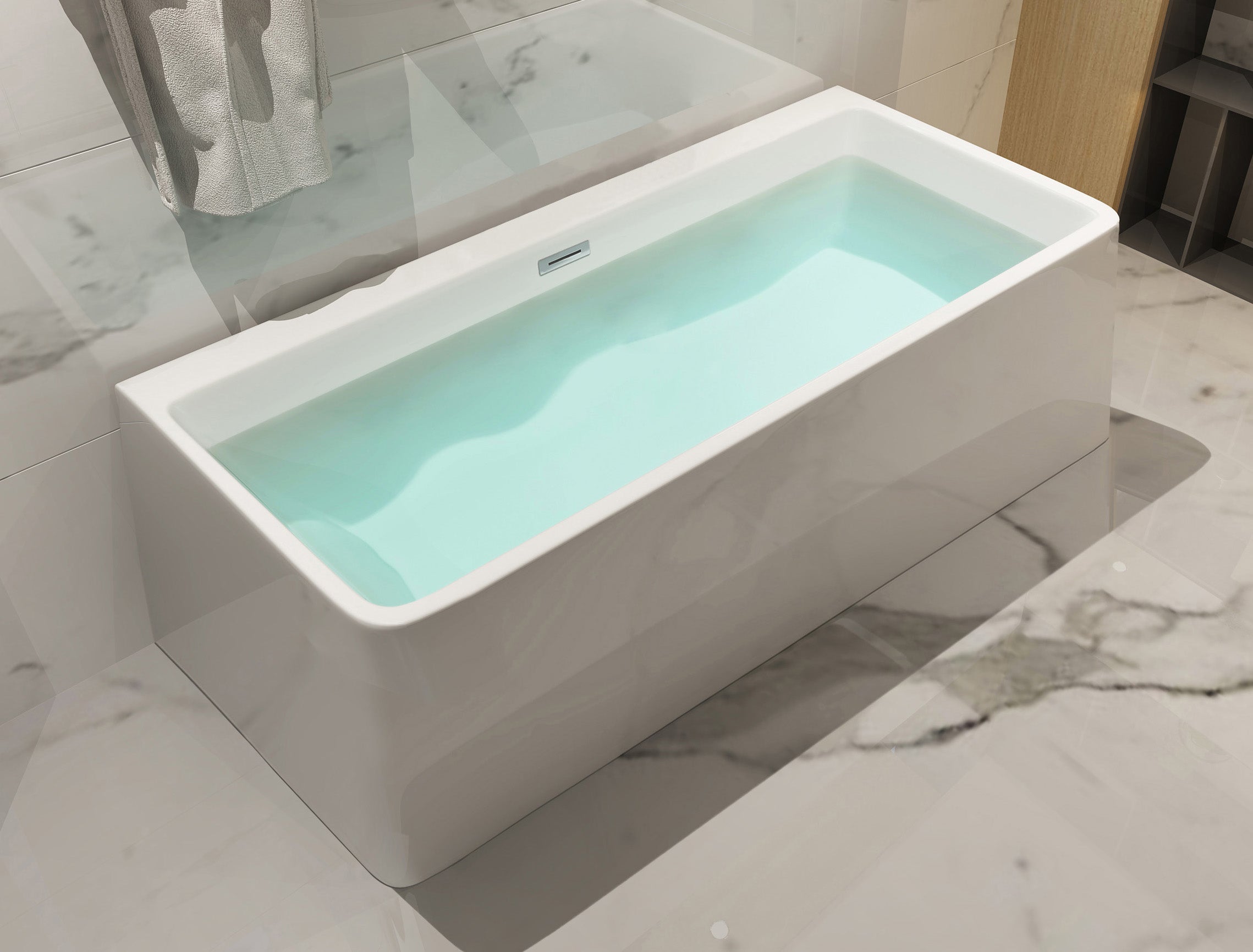 ALFI AB8858 Bathtub White Rectangular Acrylic Free Standing Soaker (59-inch)