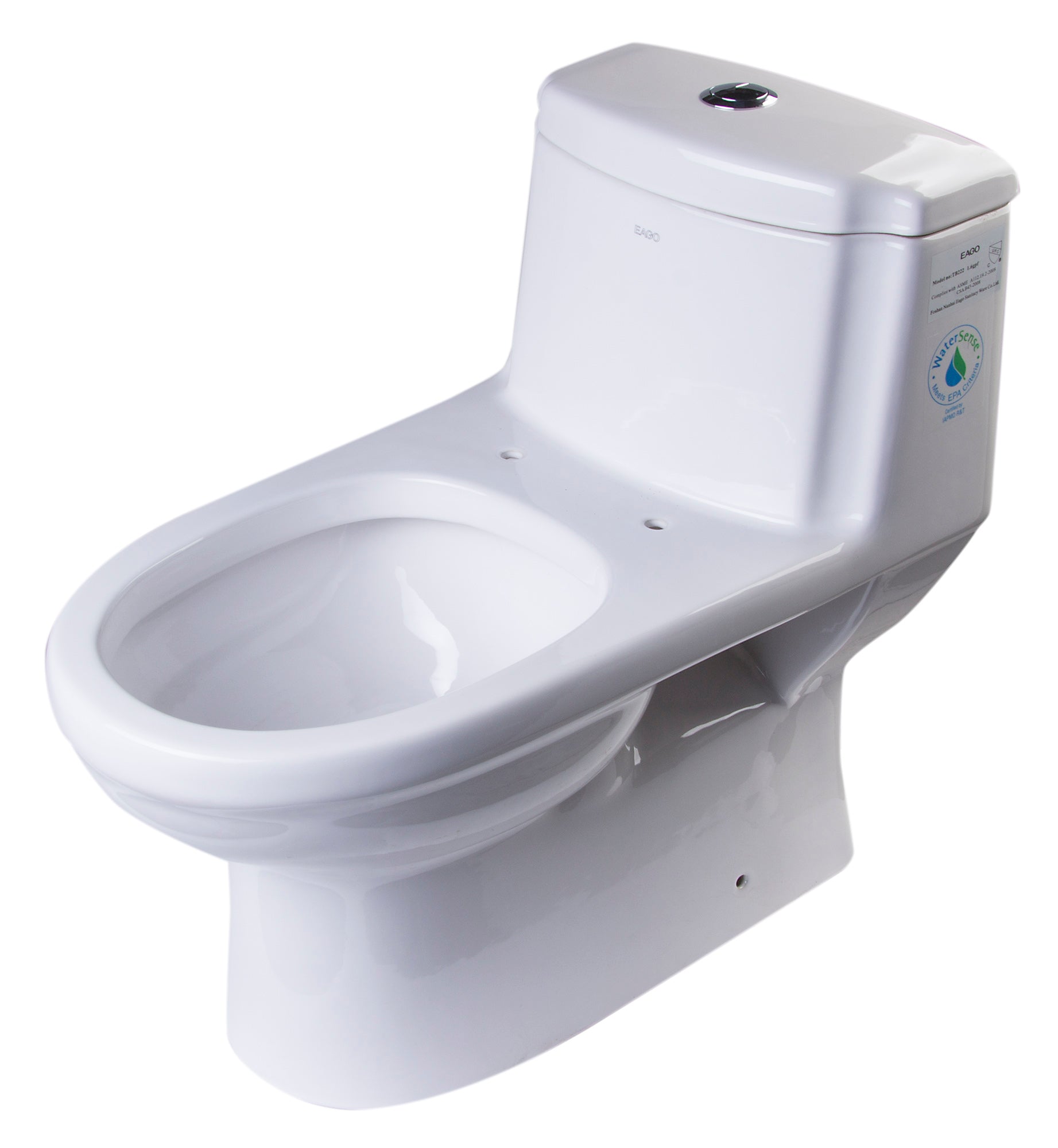 EAGO TB222 Toilet Dual-Flush High Efficiency Low Flush White