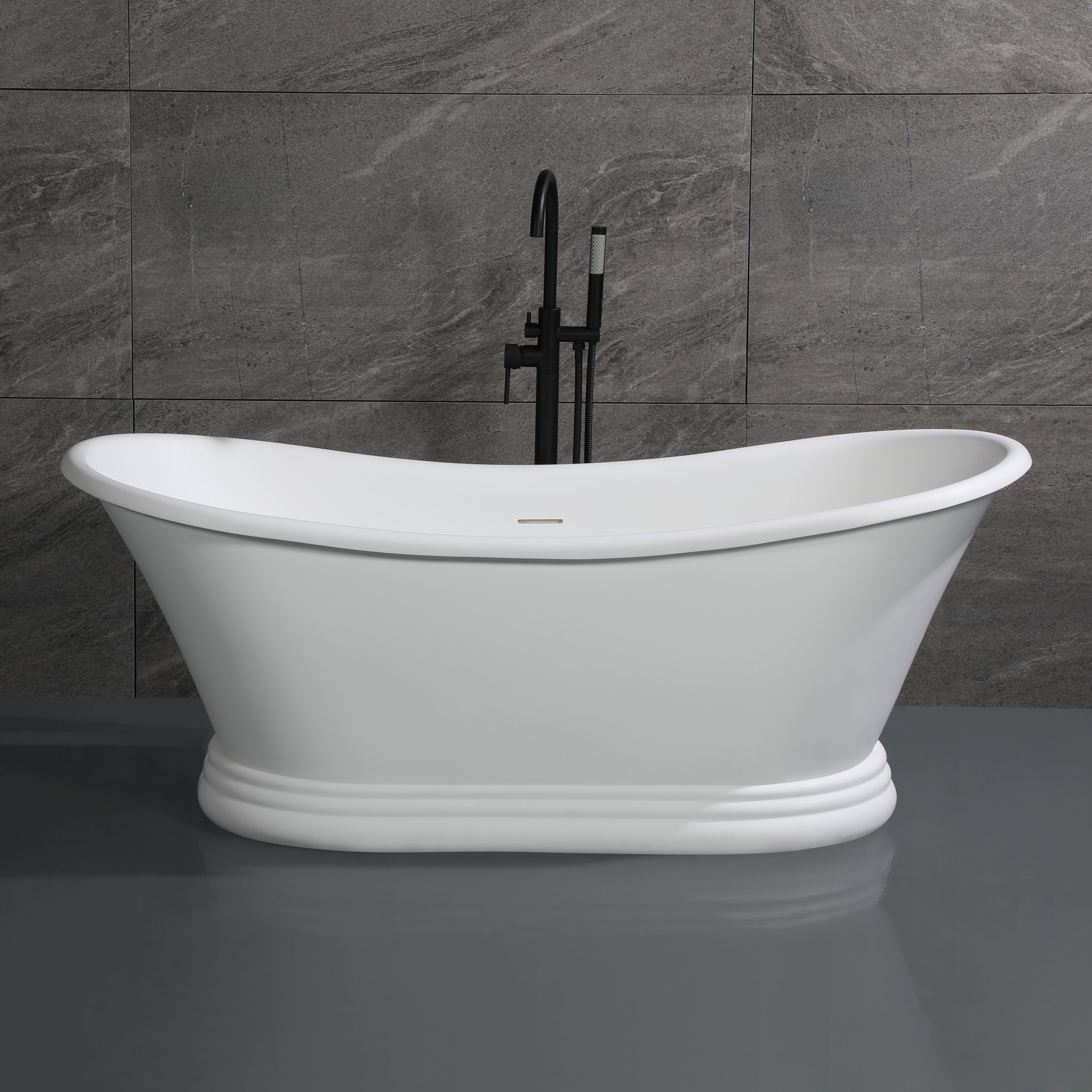 ALFI AB9950 Bathtub White Matte Pedestal Solid Surface Resin (67-inch)