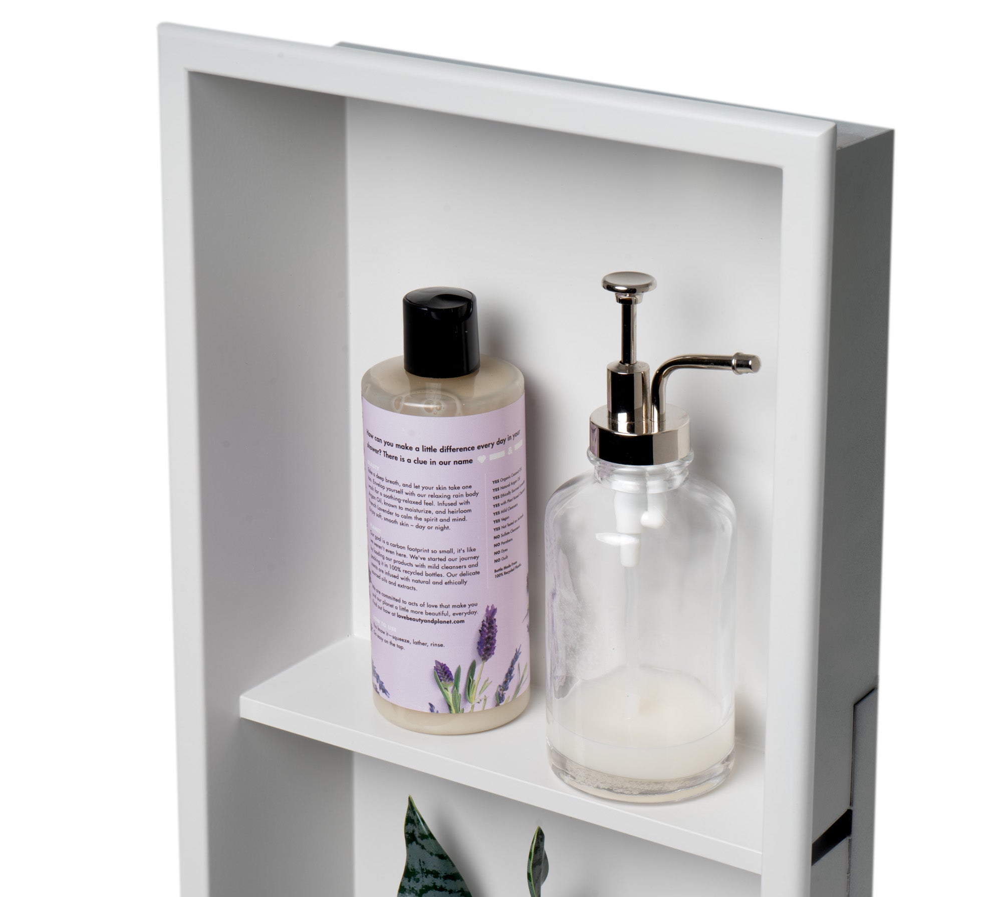 ALFI Built In Shower Shelf w/ Black/White-Stainless Steel + Vertical Double-Shelf (12" x 24")