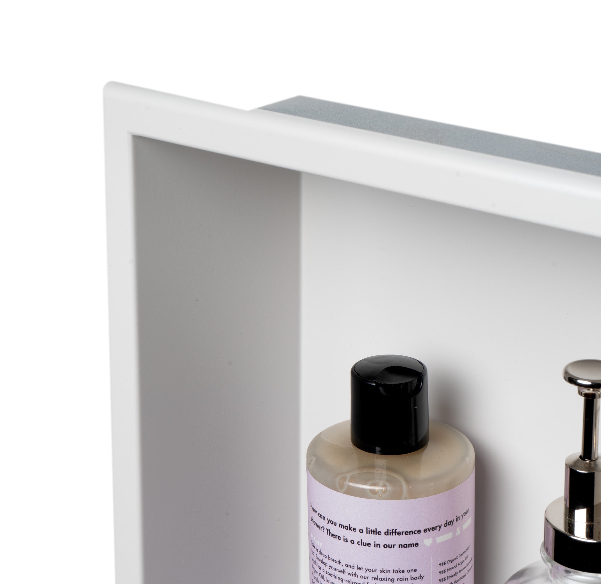 ALFI Built In Shower Shelf w/ Black/White-Stainless Steel + Vertical Double-Shelf (12" x 24")