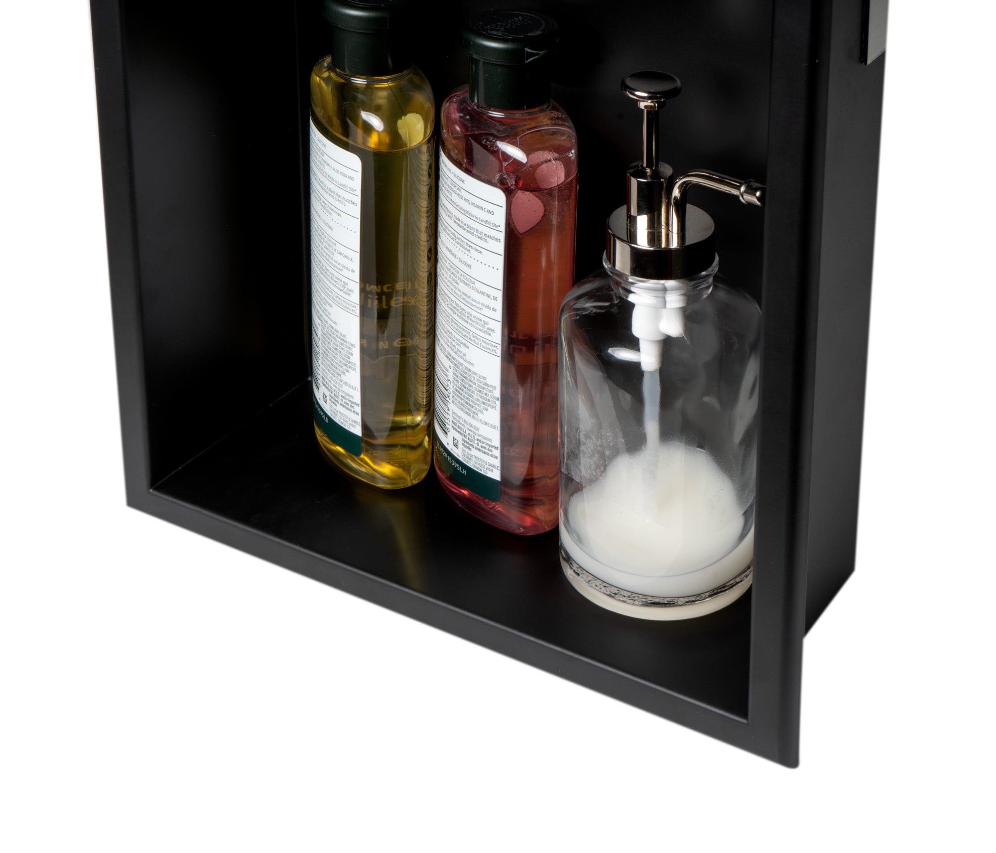 ALFI Built In Shower Shelf w/ Black/White-Stainless Steel + Vertical Double-Shelf (12" x 24")