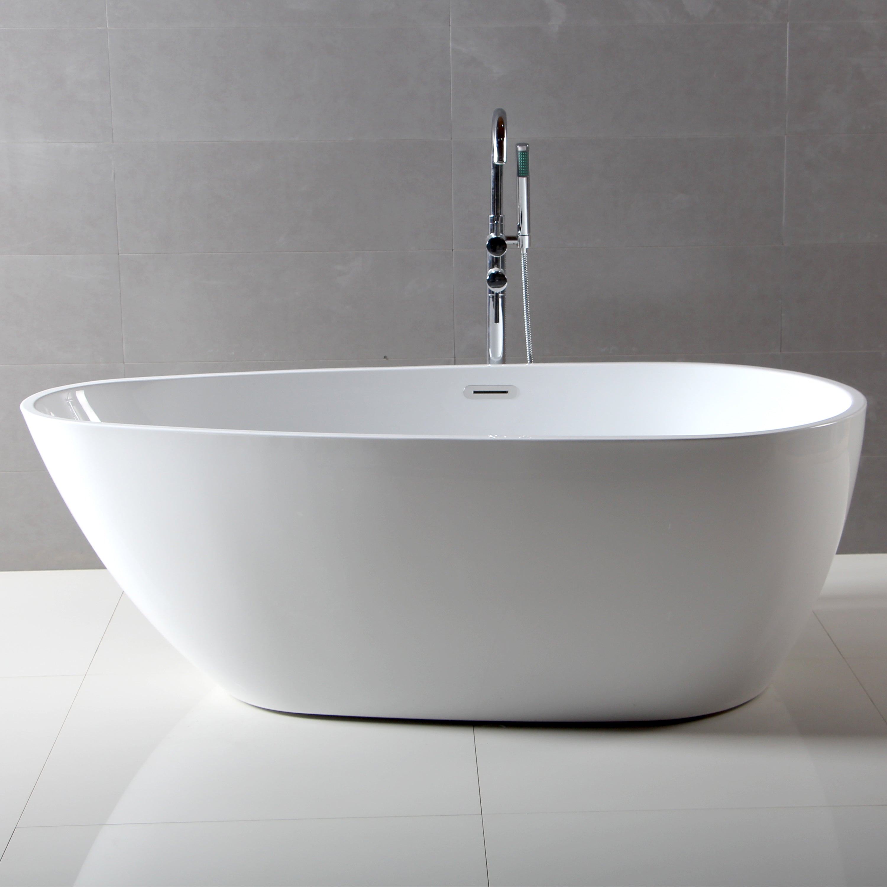 ALFI AB8861 BathTub White Oval Acrylic Free Standing Soaker (59-inch)