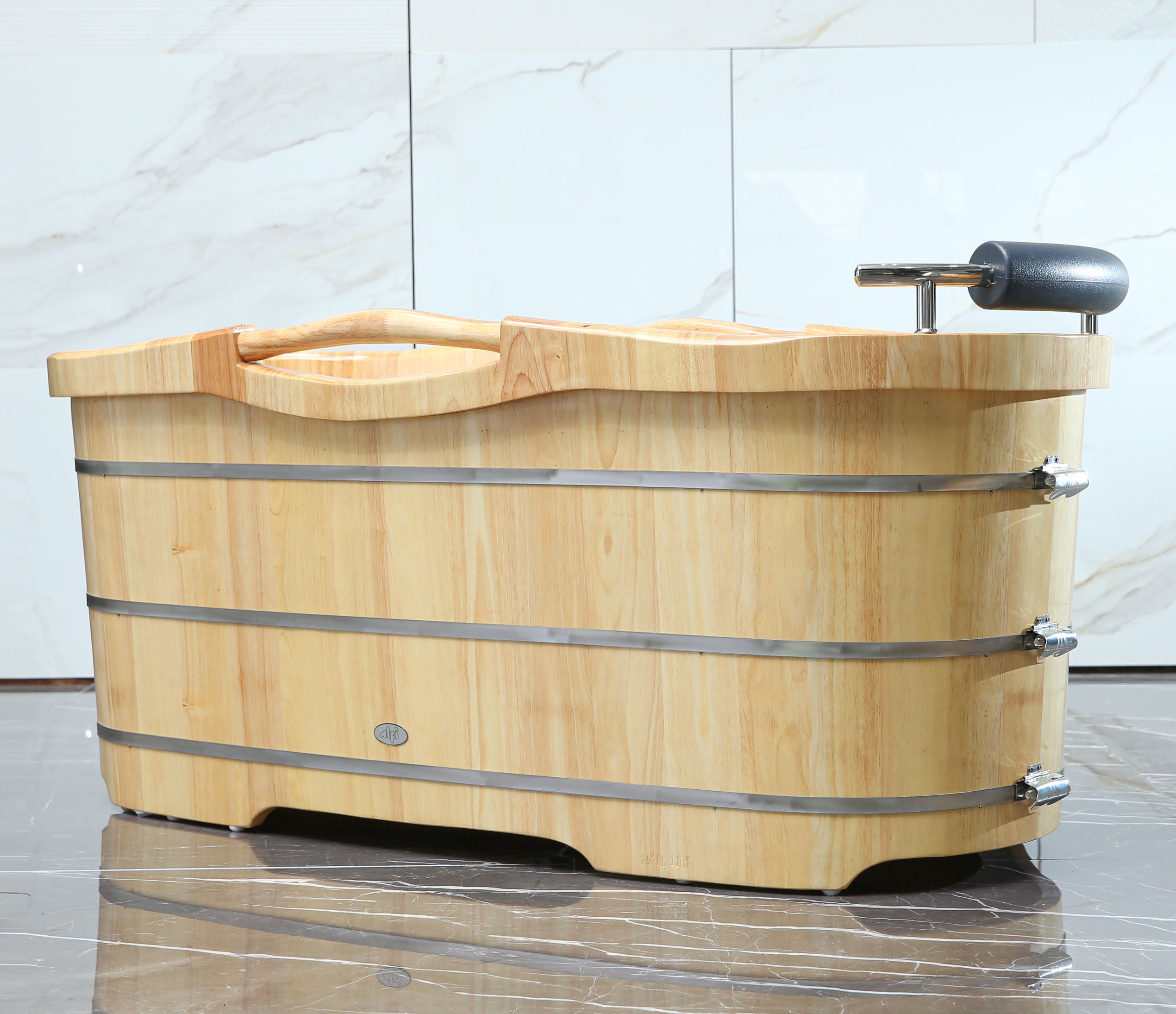 ALFI AB1163 BathTub Free Standing Wooden with Headrest (61-inch)