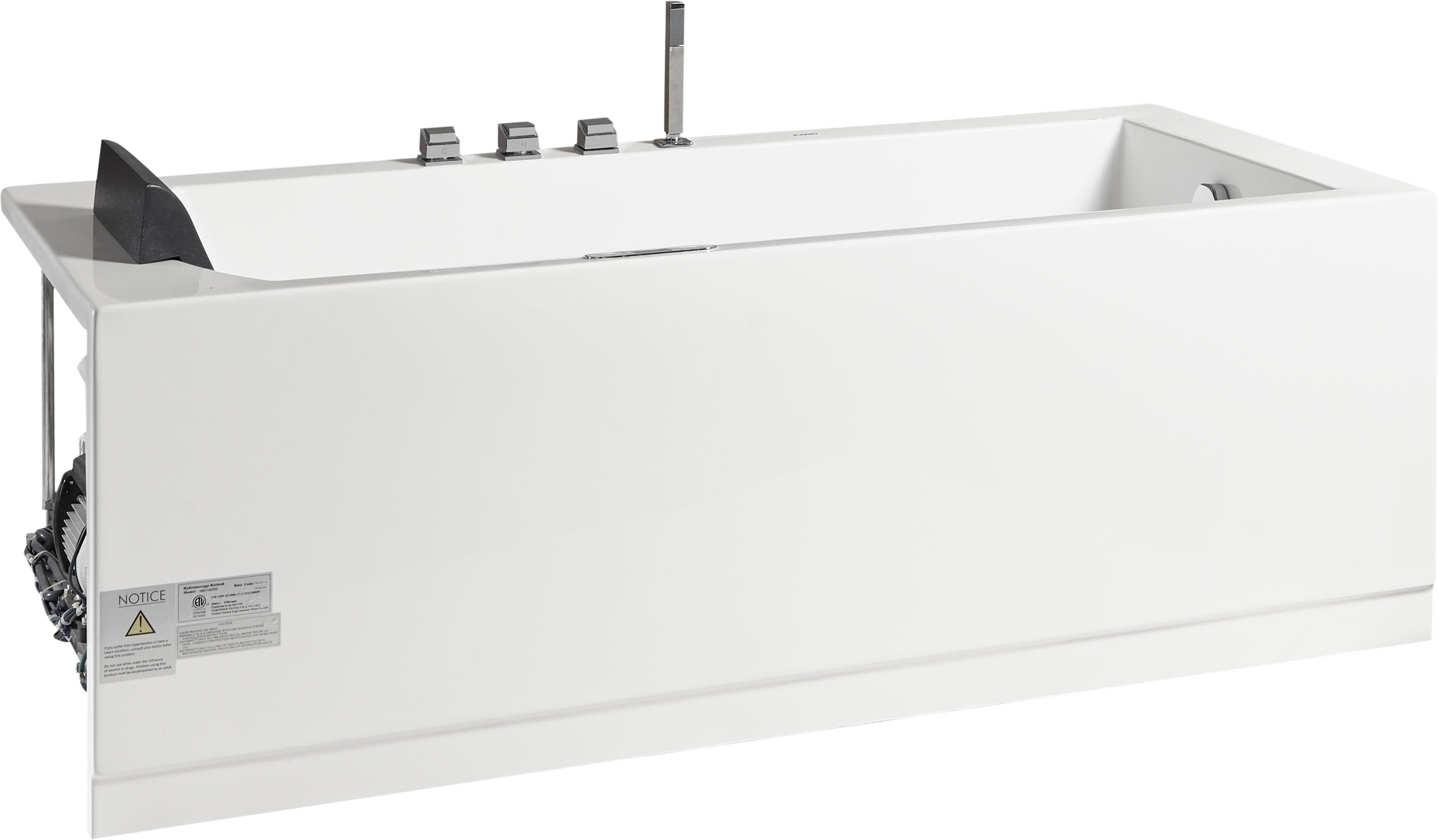 EAGO AM154ETL Whirlpool Bathtub Acrylic White Rectangular w/ Fixtures
