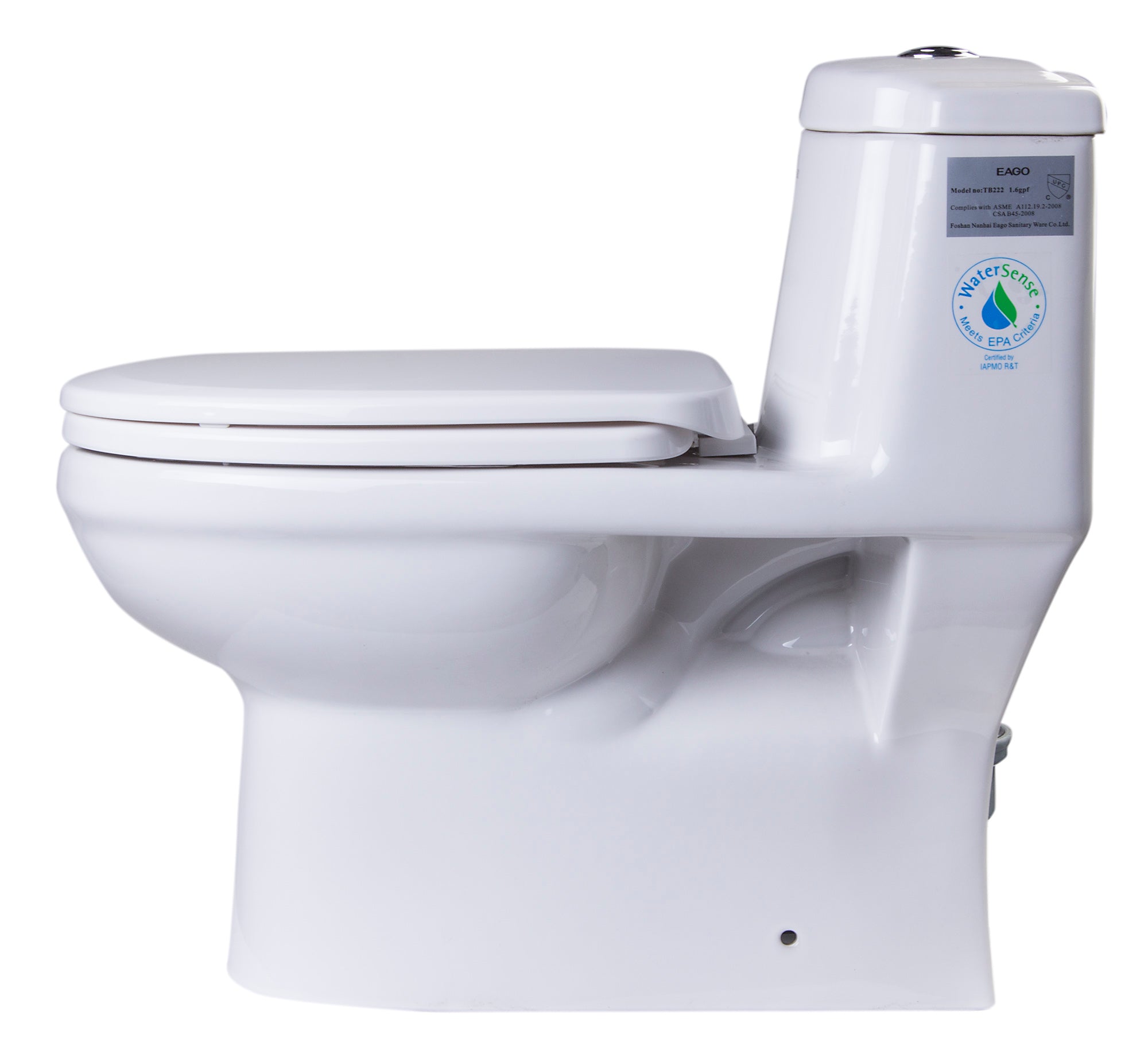 EAGO TB222 Toilet Dual-Flush High Efficiency Low Flush White