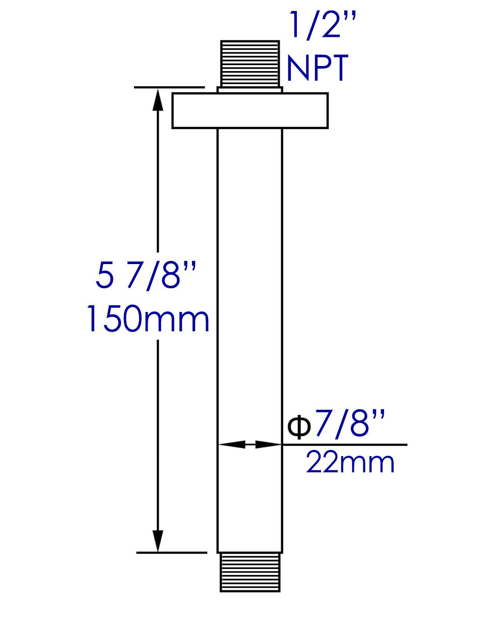 ALFI ABSA6R Ceiling Shower Arm (6-inch round)