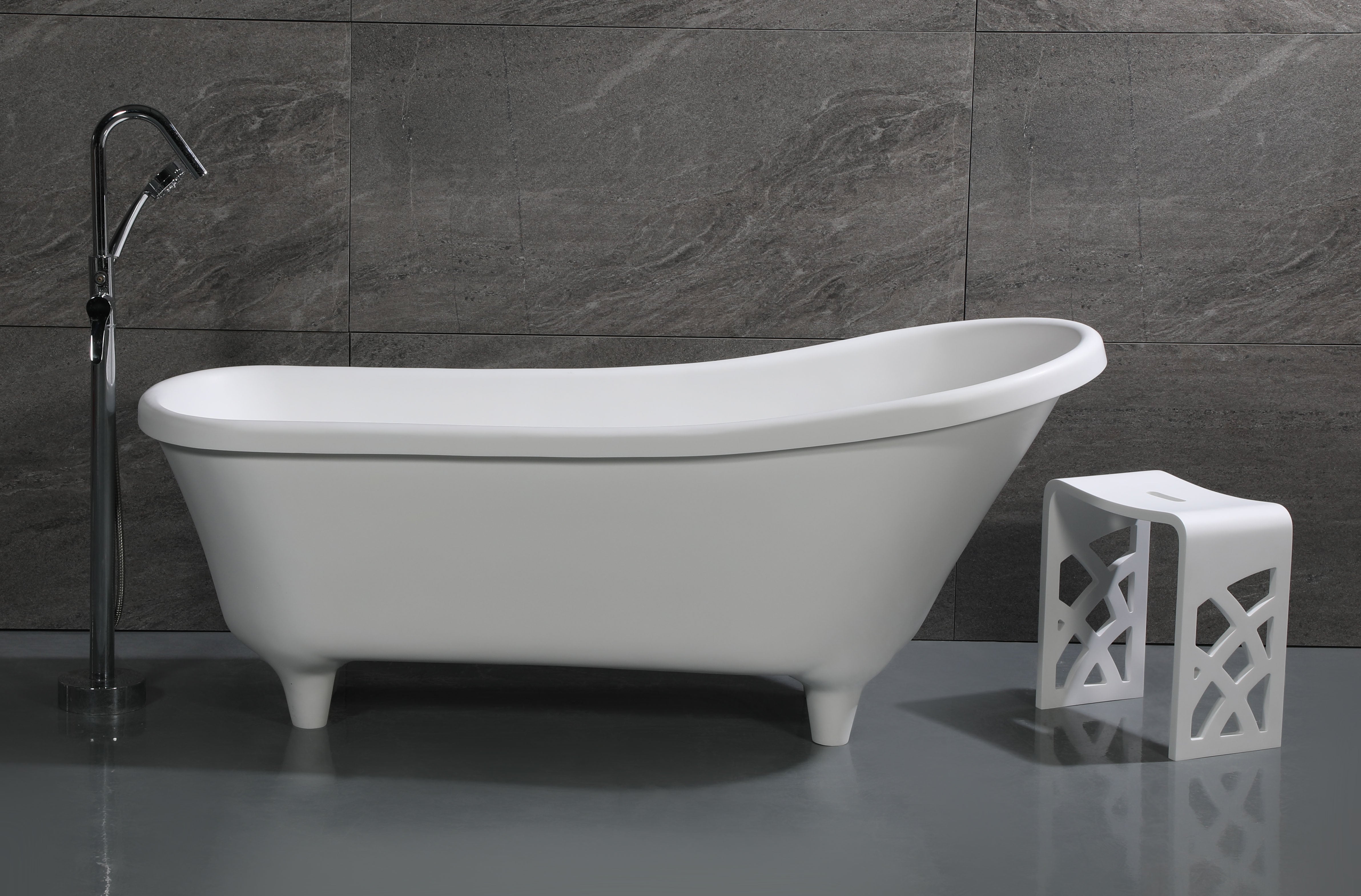 ALFI AB9960 Bathtub White Matte Clawfoot Solid Surface Resin (67-inch)