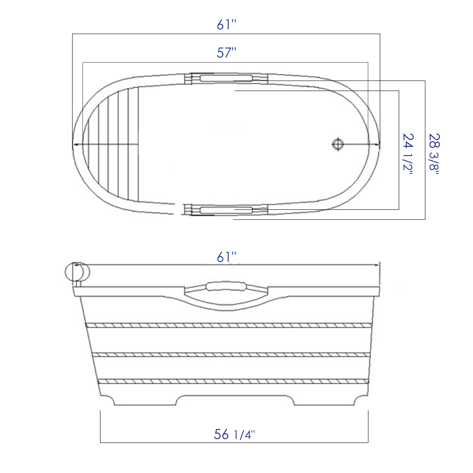 ALFI AB1163 BathTub Free Standing Wooden with Headrest (61-inch)