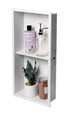 ALFI Built In Shower Shelf w/ Black/White-Stainless Steel + Vertical Double-Shelf (12" x 24")