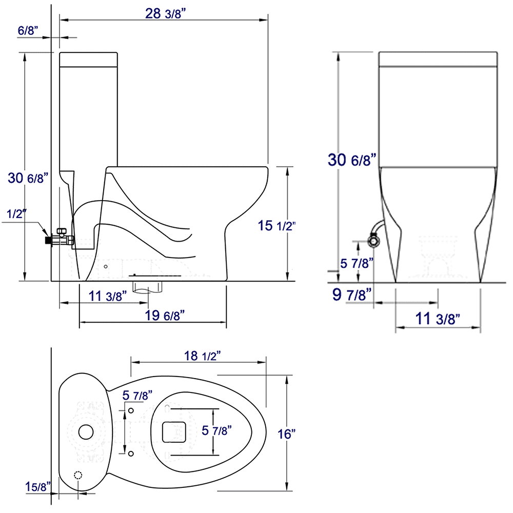 EAGO TB309 Toilet Dual-Flush High Efficiency Low Flush White