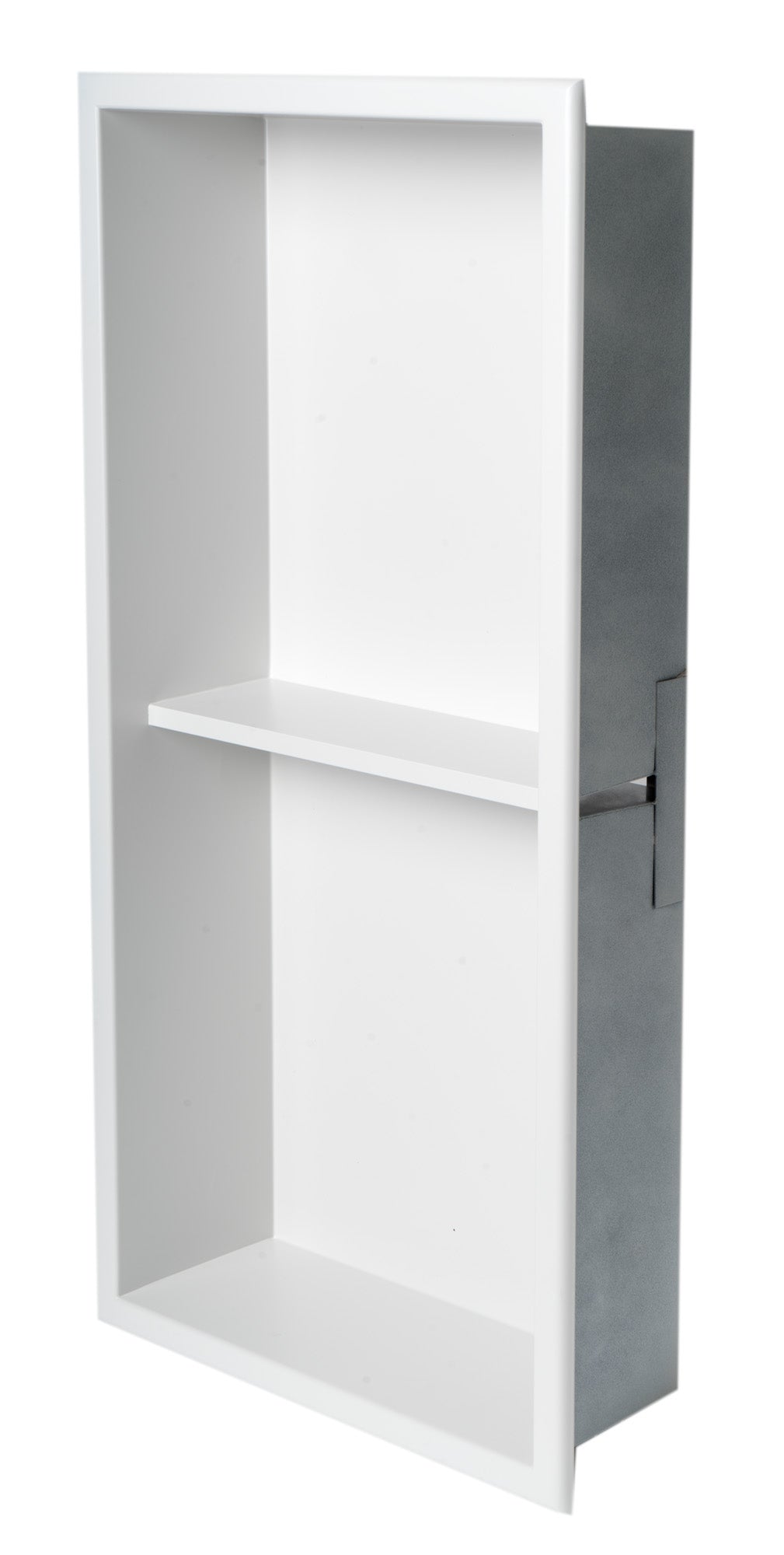 ALFI Built In Shower Shelf w/ Black/White-Stainless Steel + Vertical Double-Shelf (12" x 24")