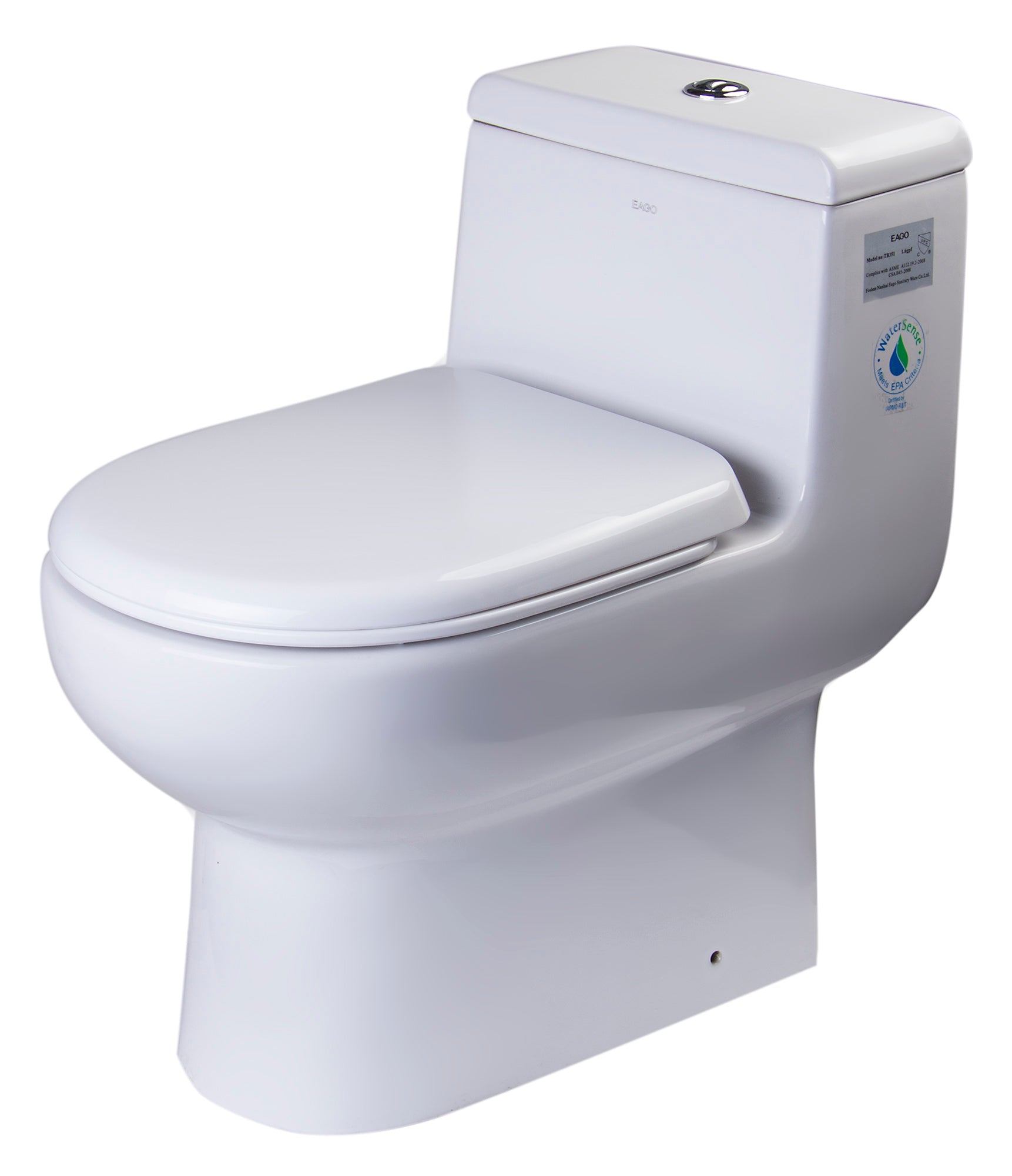 EAGO TB351 Toilet Dual-Flush w/ High Efficiency Low Flush White