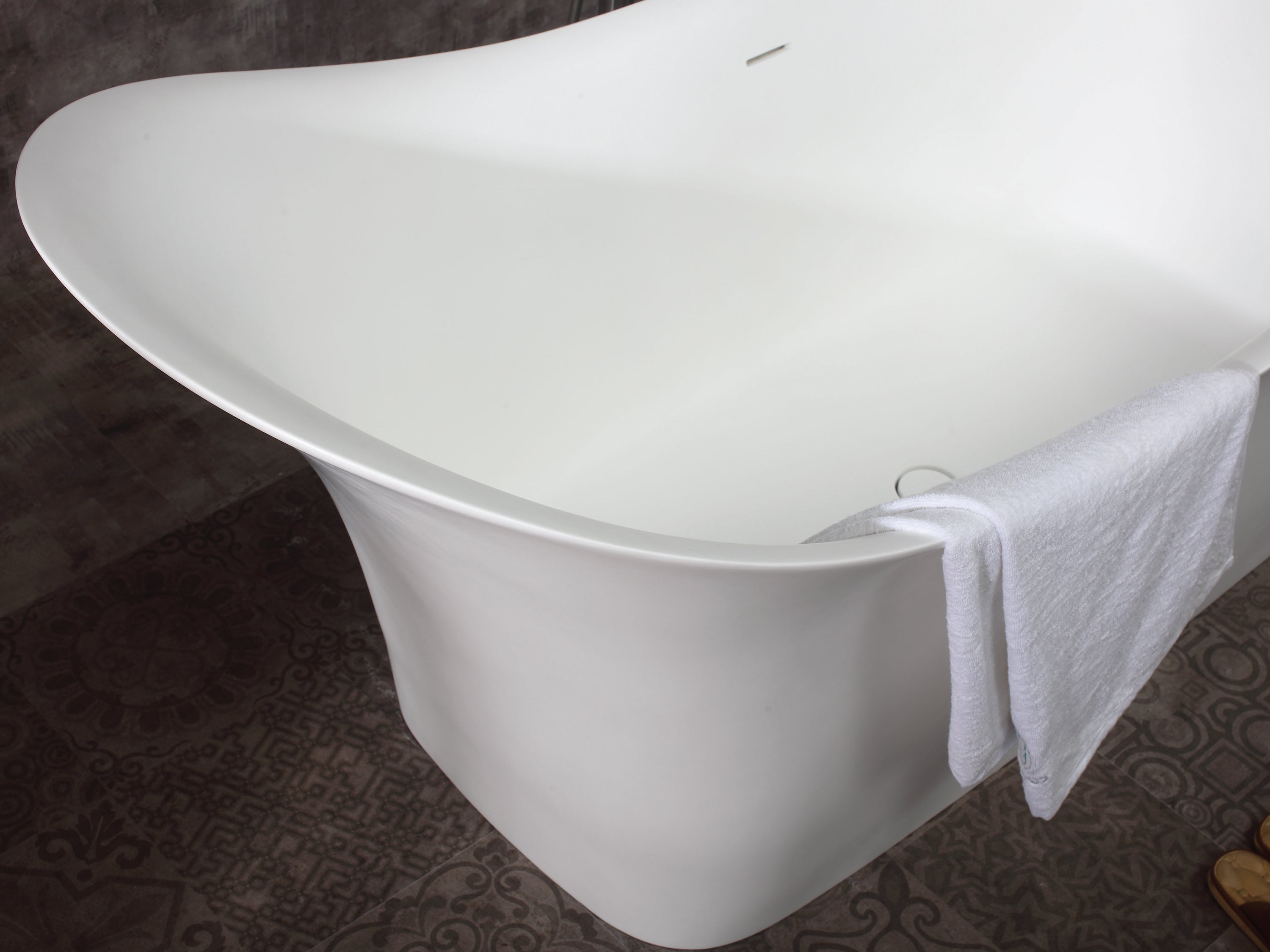 ALFI AB9915 Bathtub White Solid Surface Smooth Resin Soaking Slipper (74-inch)