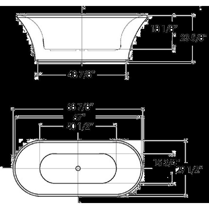 Whitehaus WHBL175BATH Bathtub Oval Double-Side Freestanding Acrylic Soaker